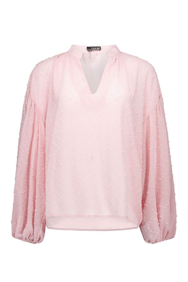 Norah Roze blouse met stippen en V-hals light rose 215905-901