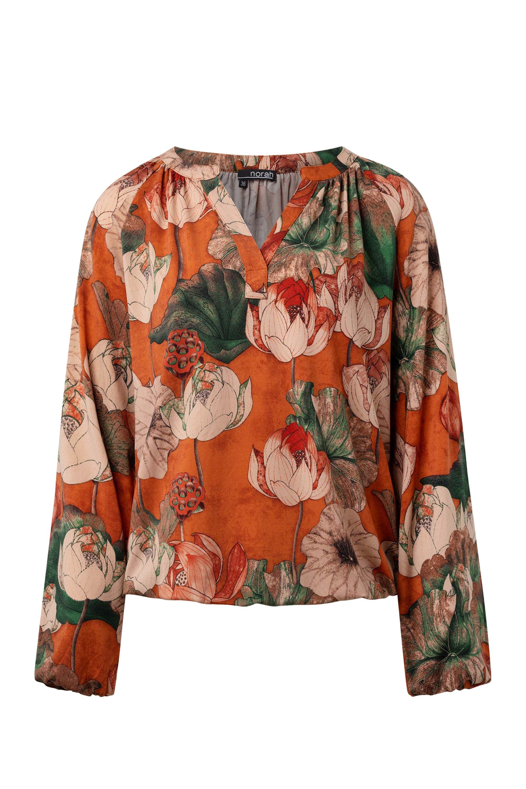 Norah Terracotta shirt met botanische print terra multicolor 215919-661