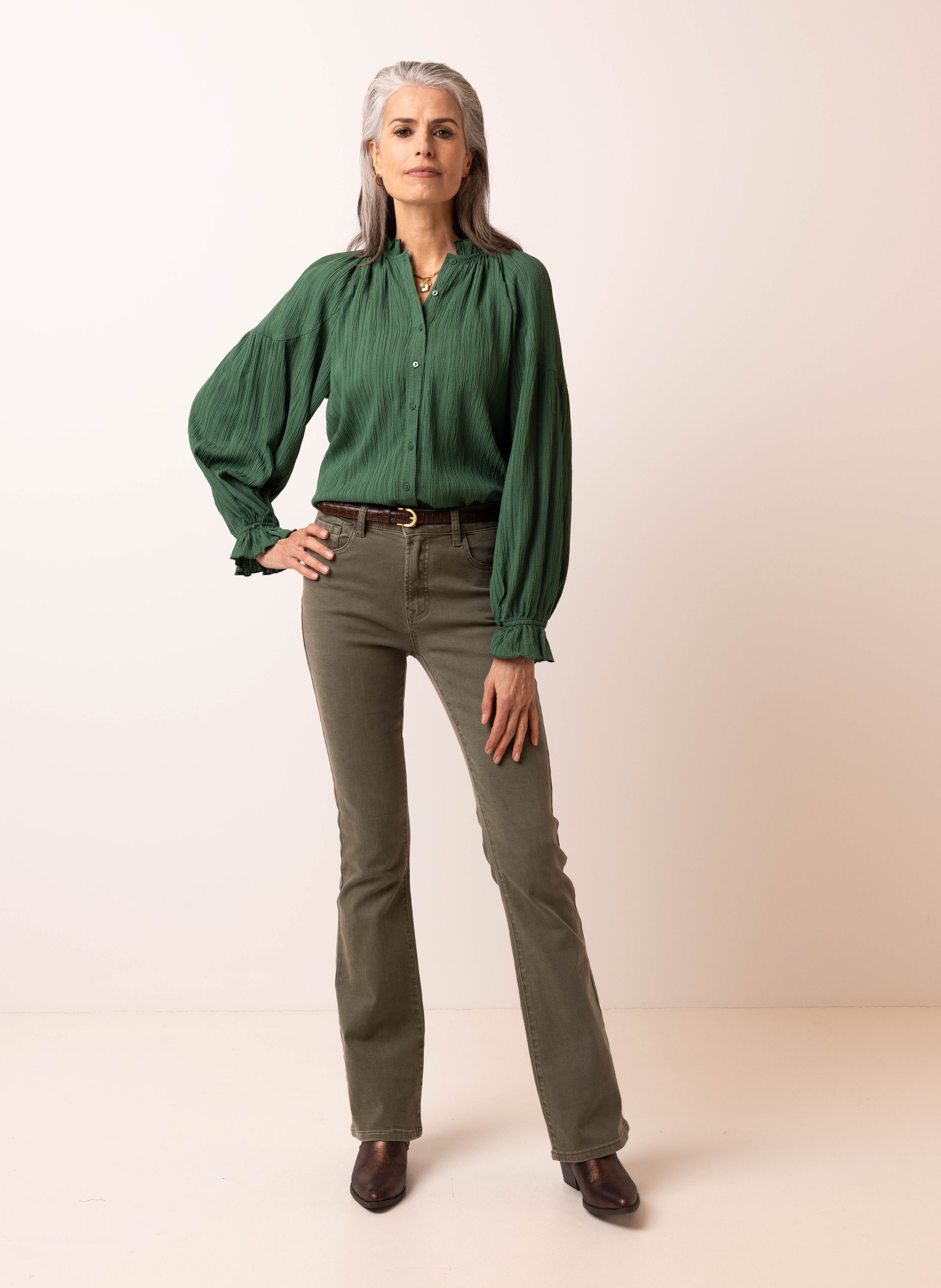 Norah Groene blouse met structuur green 215924-500