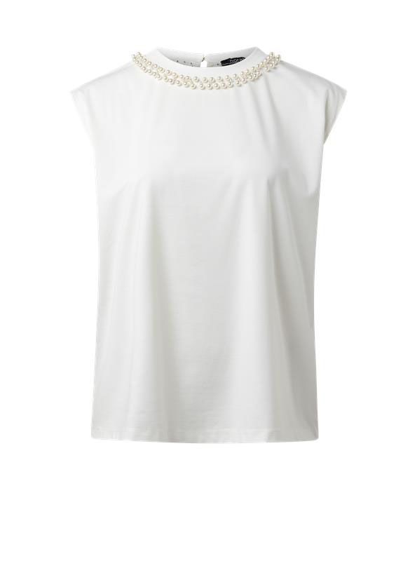 Norah Off-white top met parels off-white 215978-101