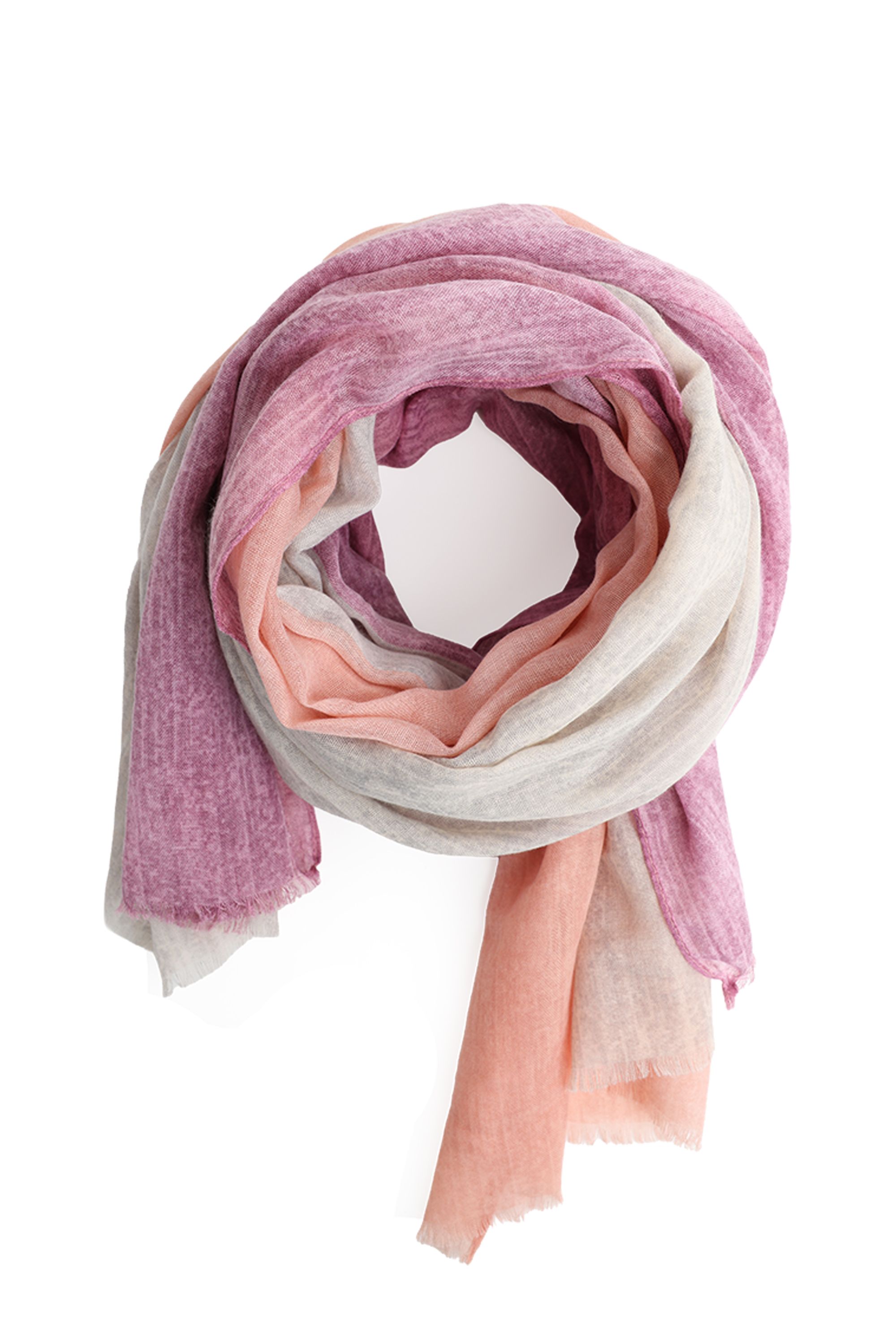 Norah Roze sjaal met rafelrand pink multicolor 215988-920