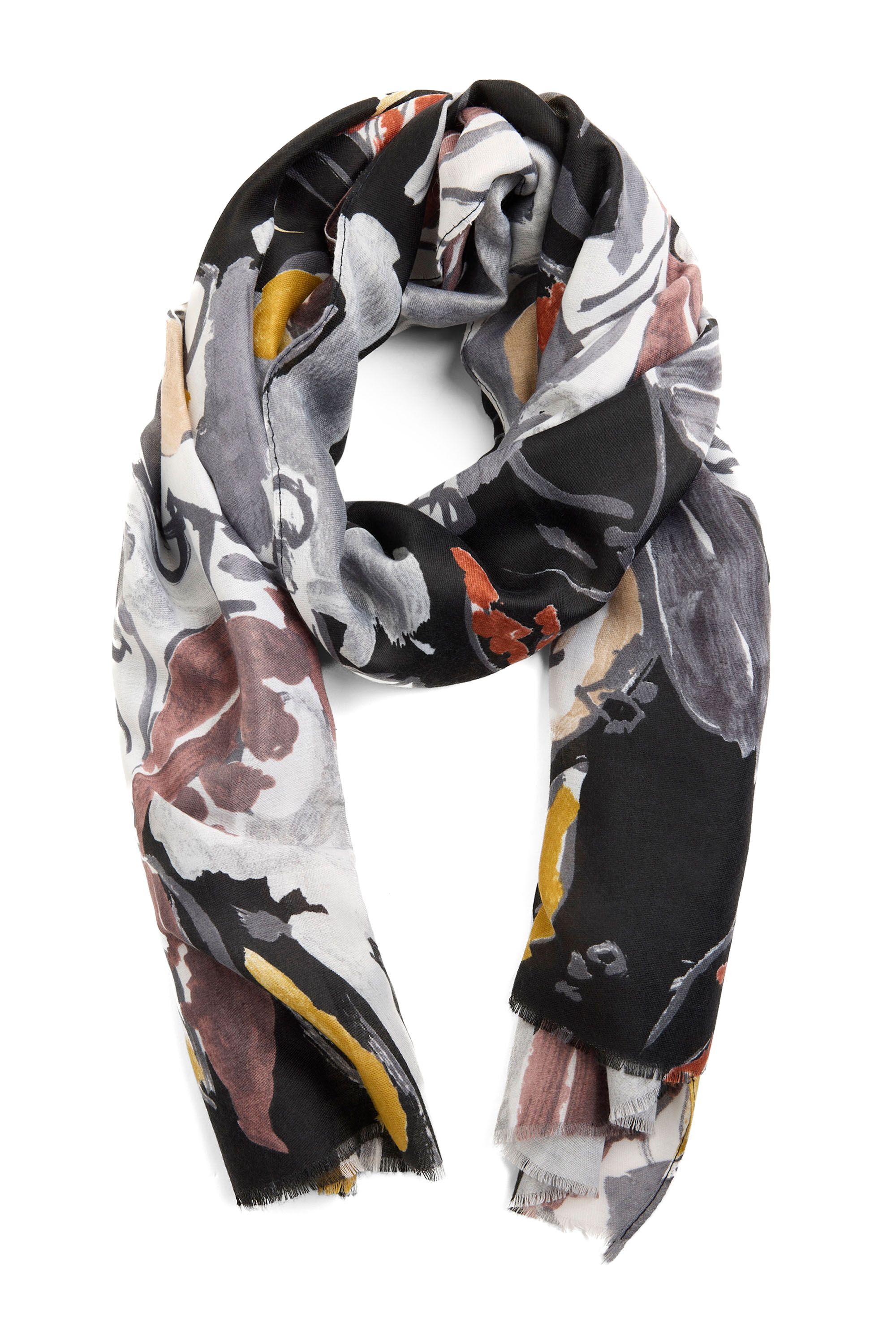 Norah Zwarte sjaal met grafische print black multicolor 215992-020