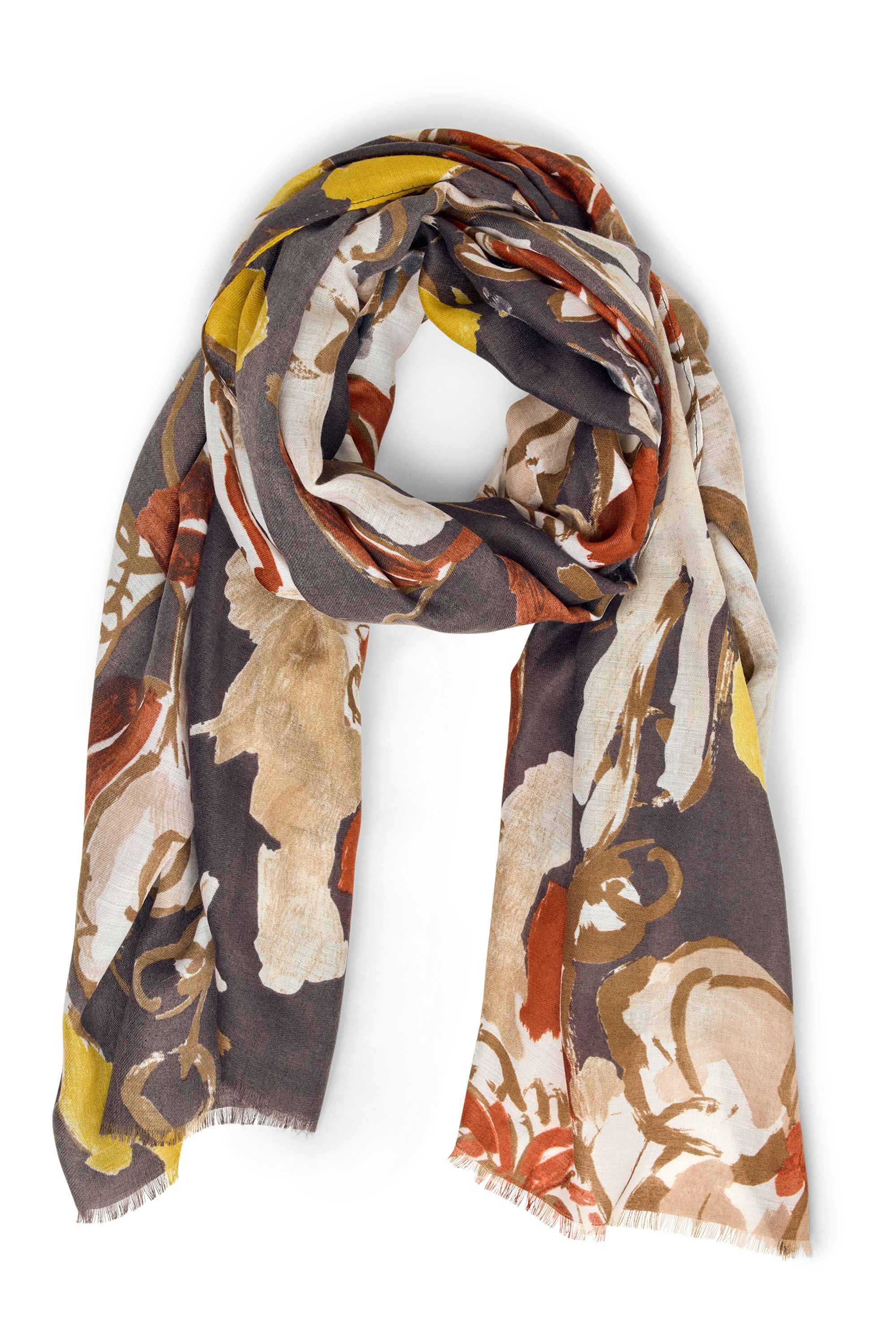 Norah Grijze sjaal met grafische print grey multicolor 215996-048