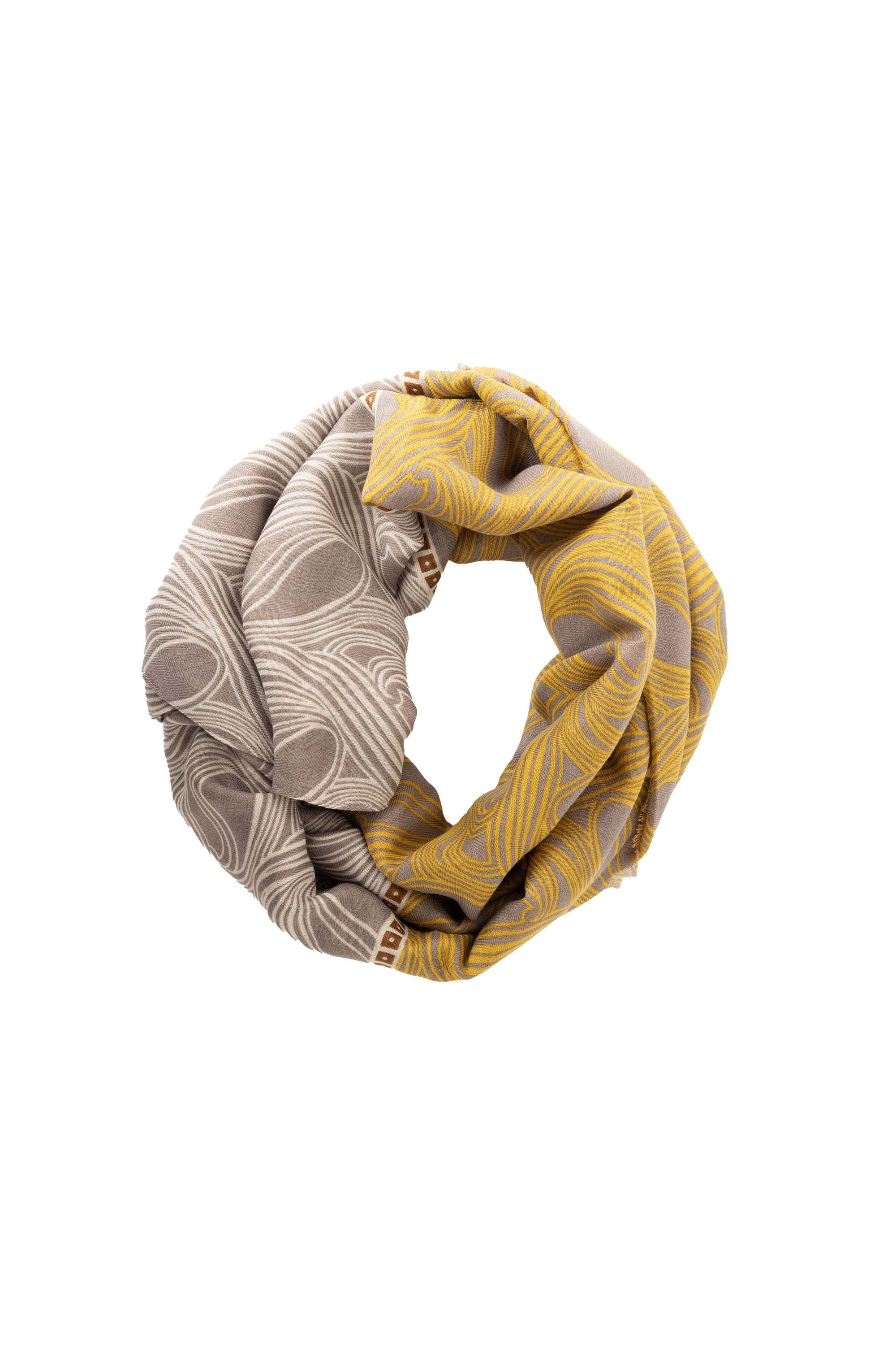 Norah Taupe sjaal met grafische print taupe multicolor 216045-207