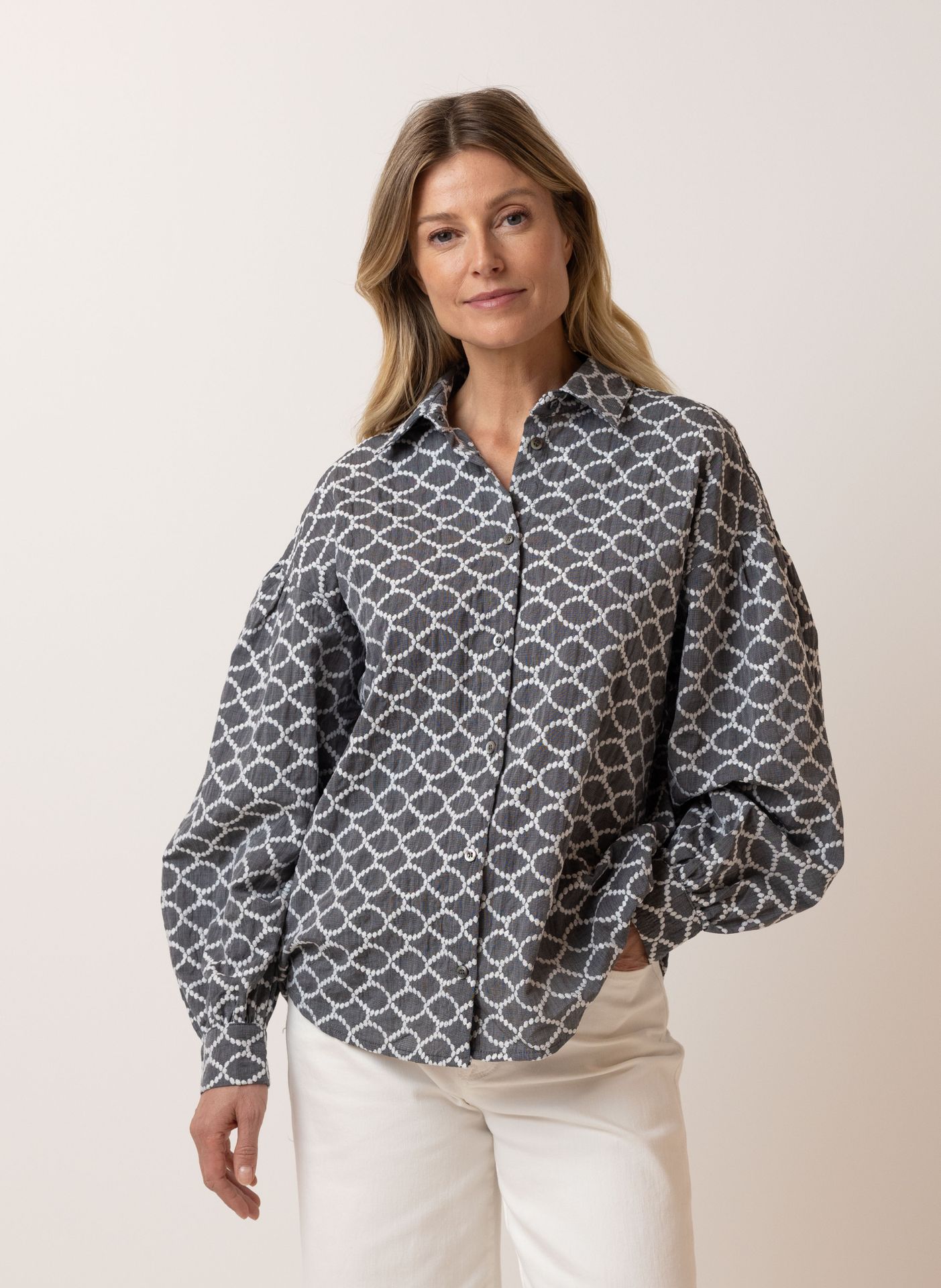 Norah Grijze blouse grey/white 216056-071