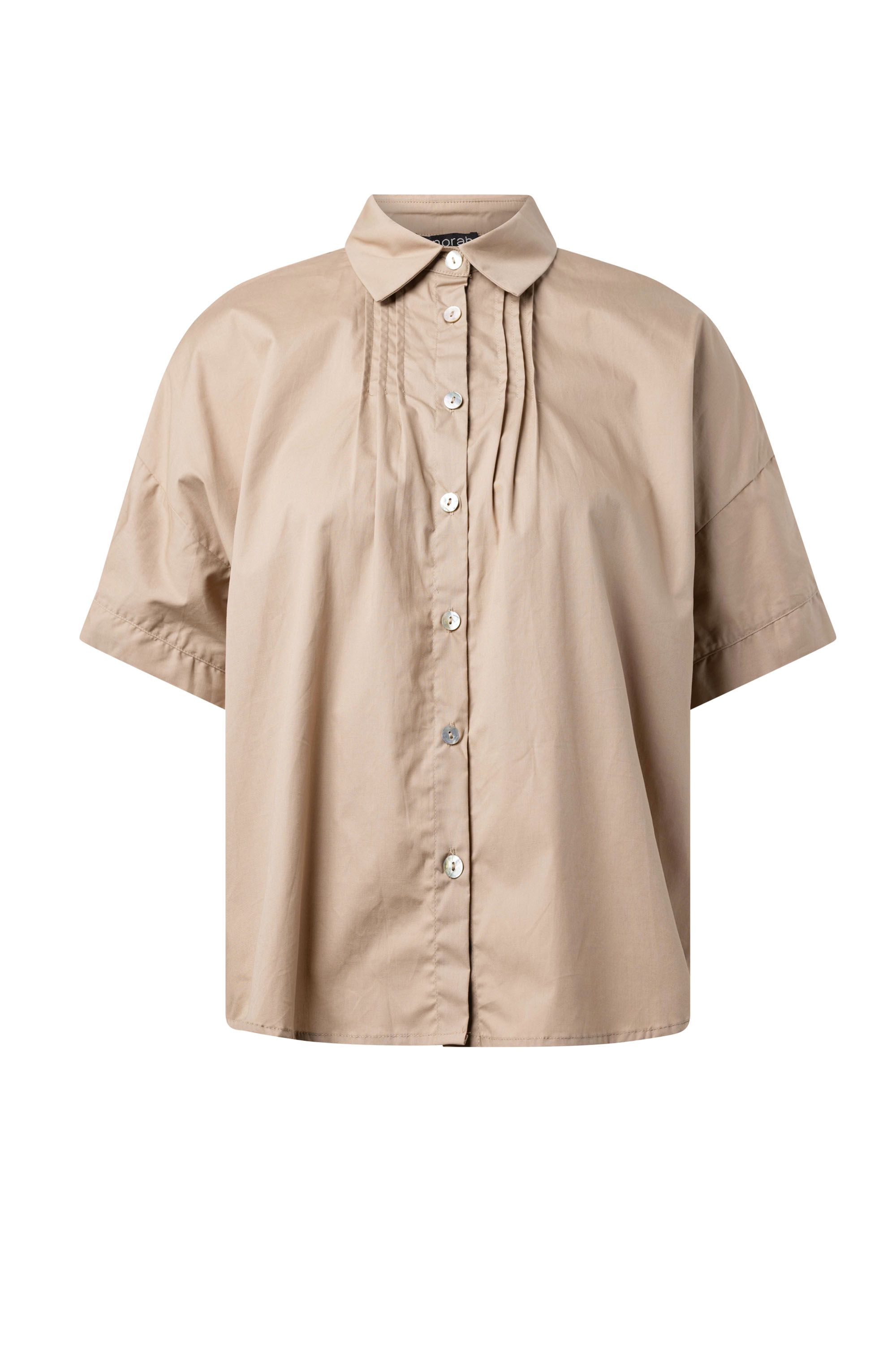 Norah Zandkleurige blouse met plooidetails sand 216057-110