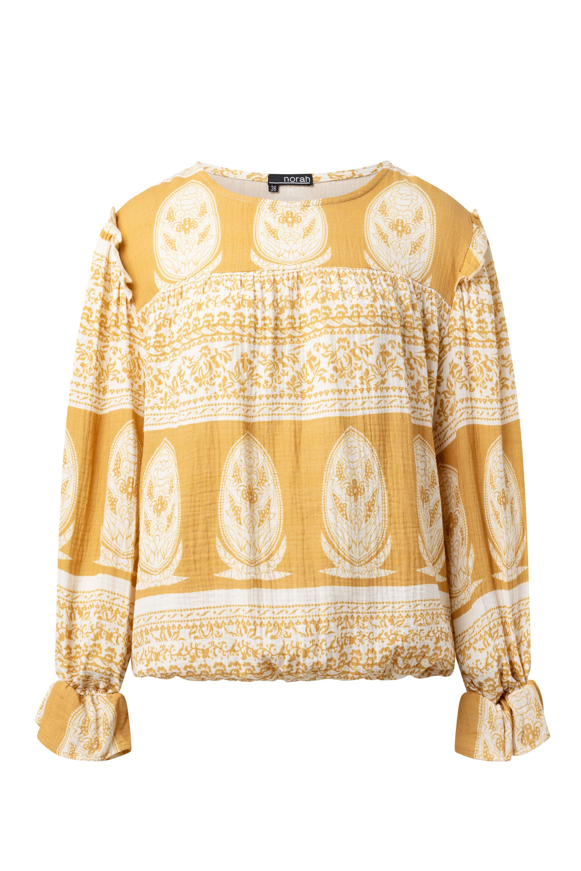 Norah Okergele blouse met grafische print yellow/ecru 216074-341