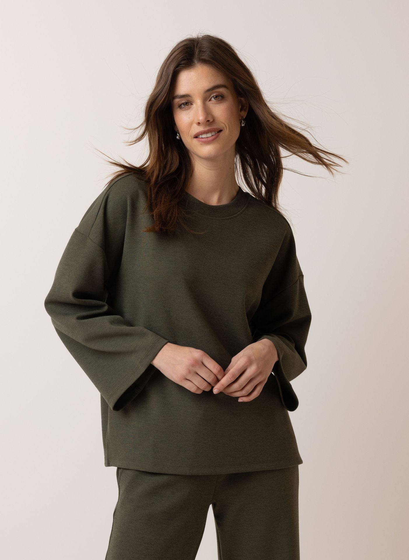 Norah Donkergroene trui army green 216090-595