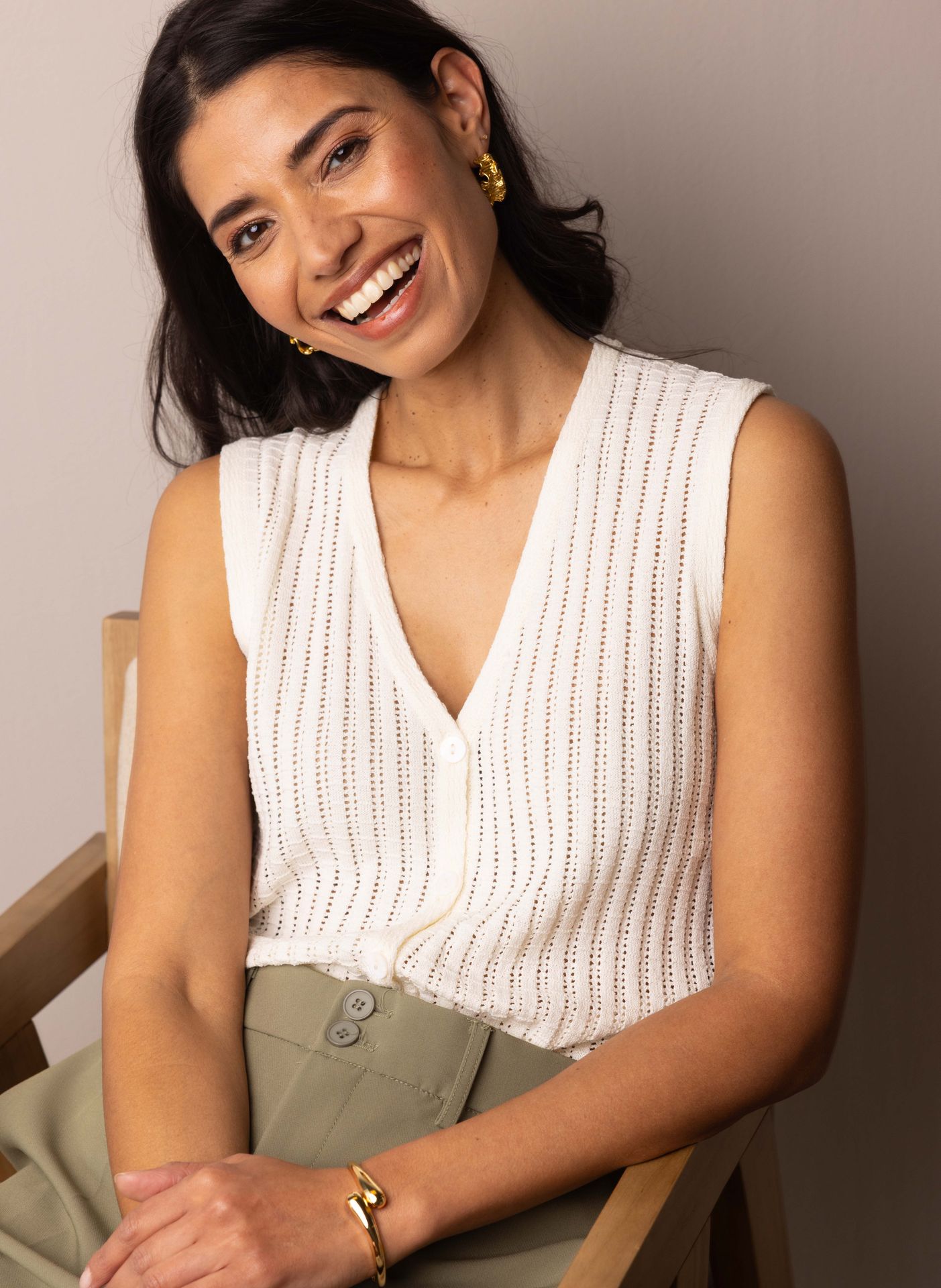 Norah Gebreid vest off-white 216107-101