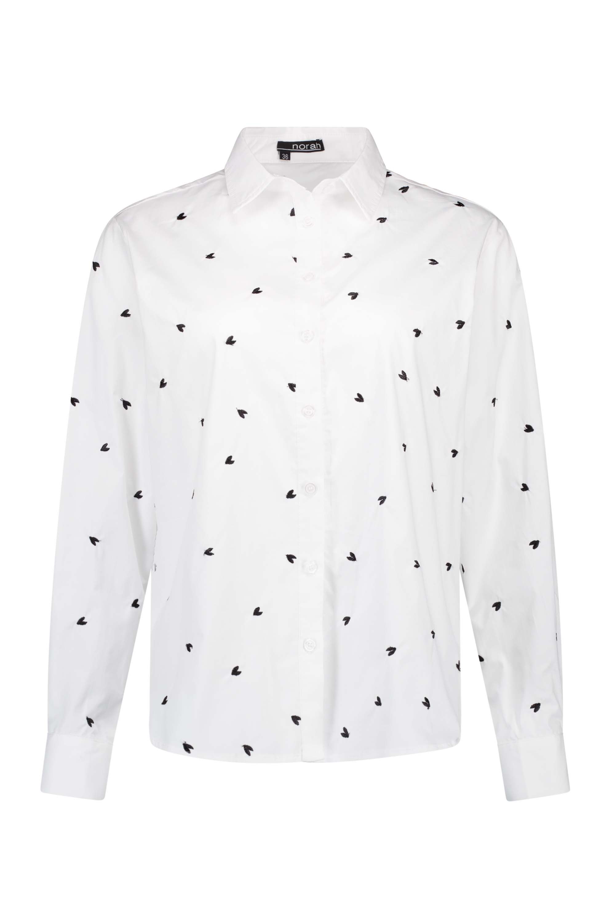 Norah Katoenen witte blouse met hartjes white/black 216120-131-40