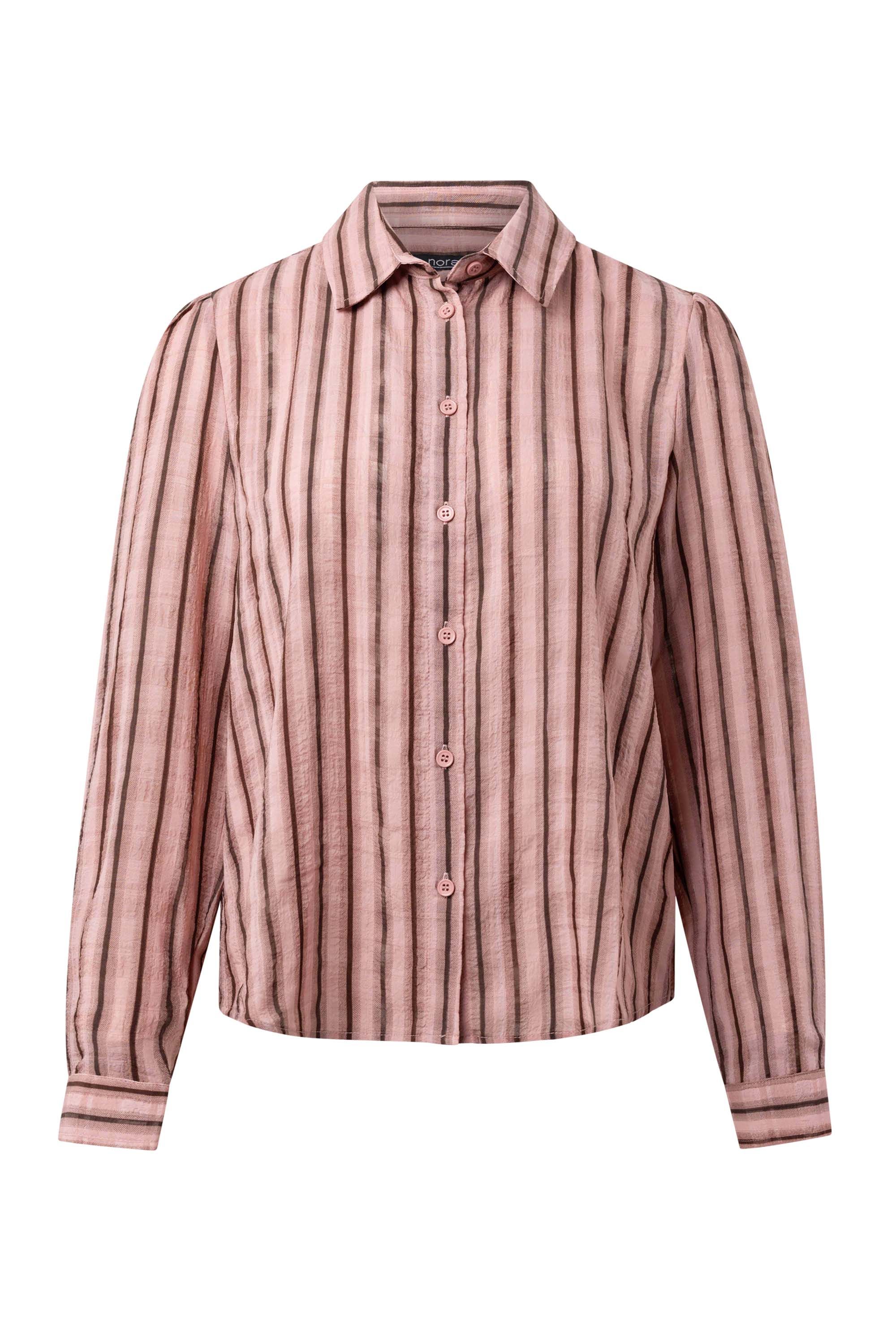 Norah Roze blouse met bruine strepen pink/brown 216125-932