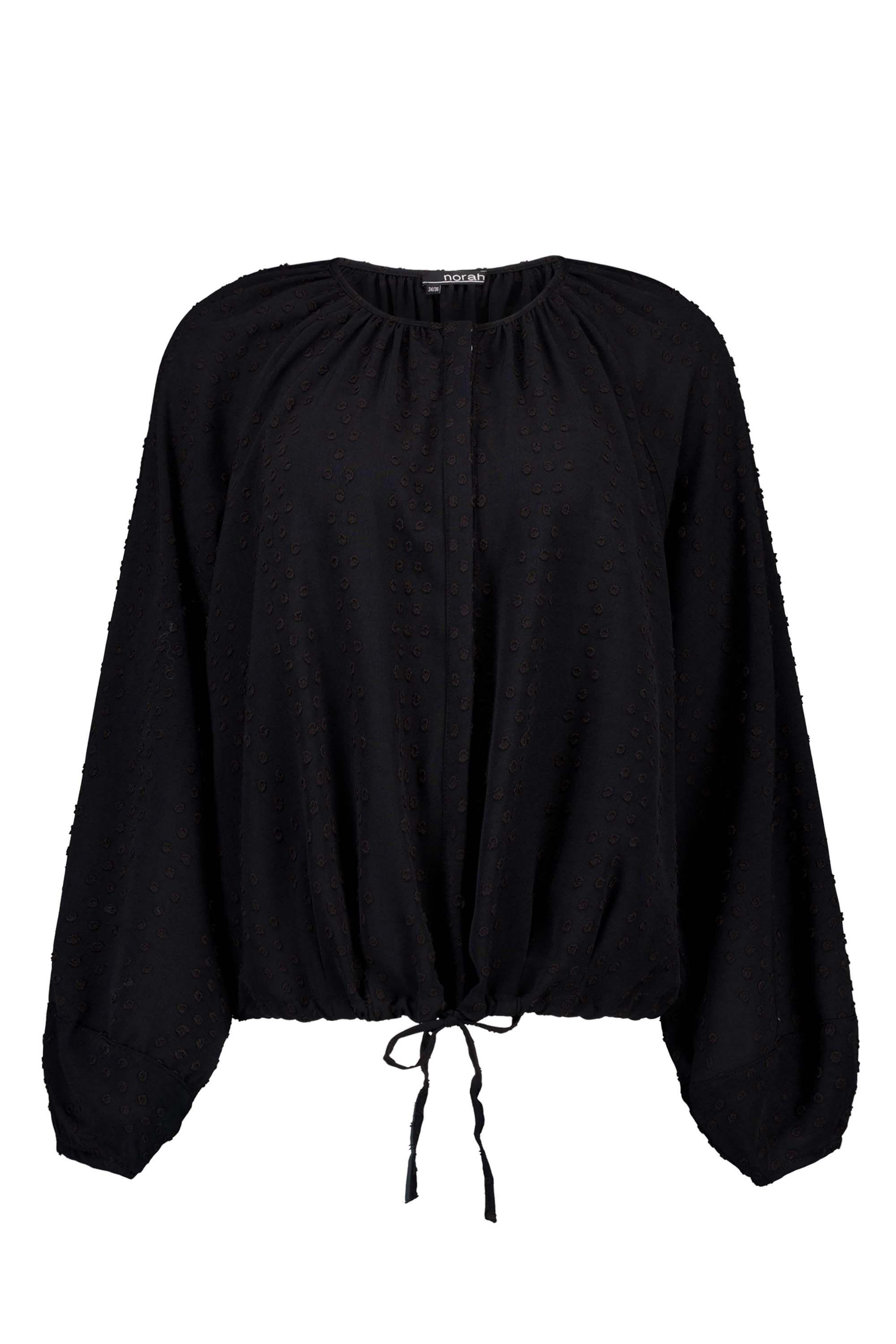 Norah Zwarte blouse met trekkoord black 216128-001