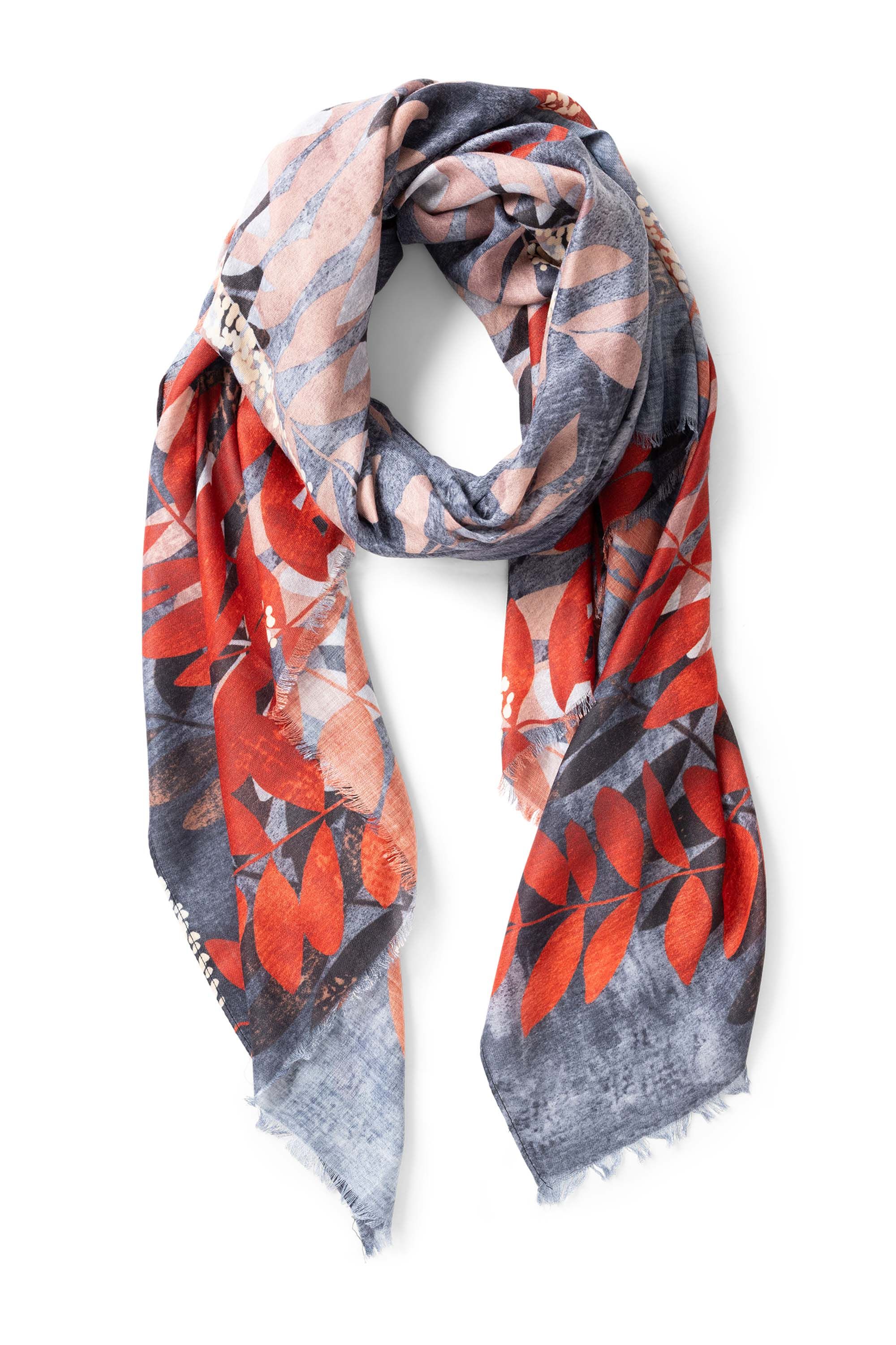 Norah Kleurrijke sjaal met rafelrand blue multicolor 216145-420