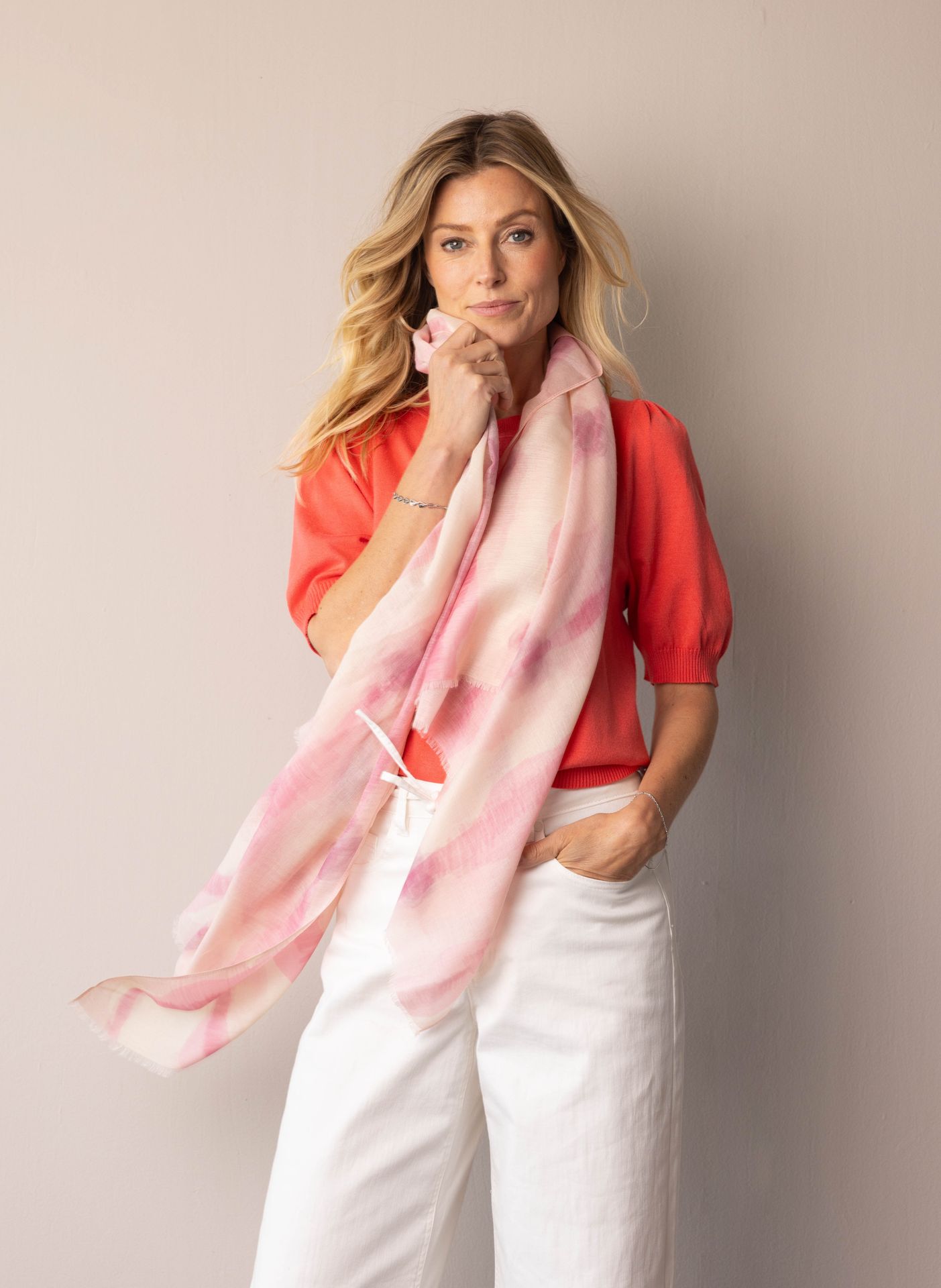 Norah Meerkleurige sjaal pink multicolor 216147-920