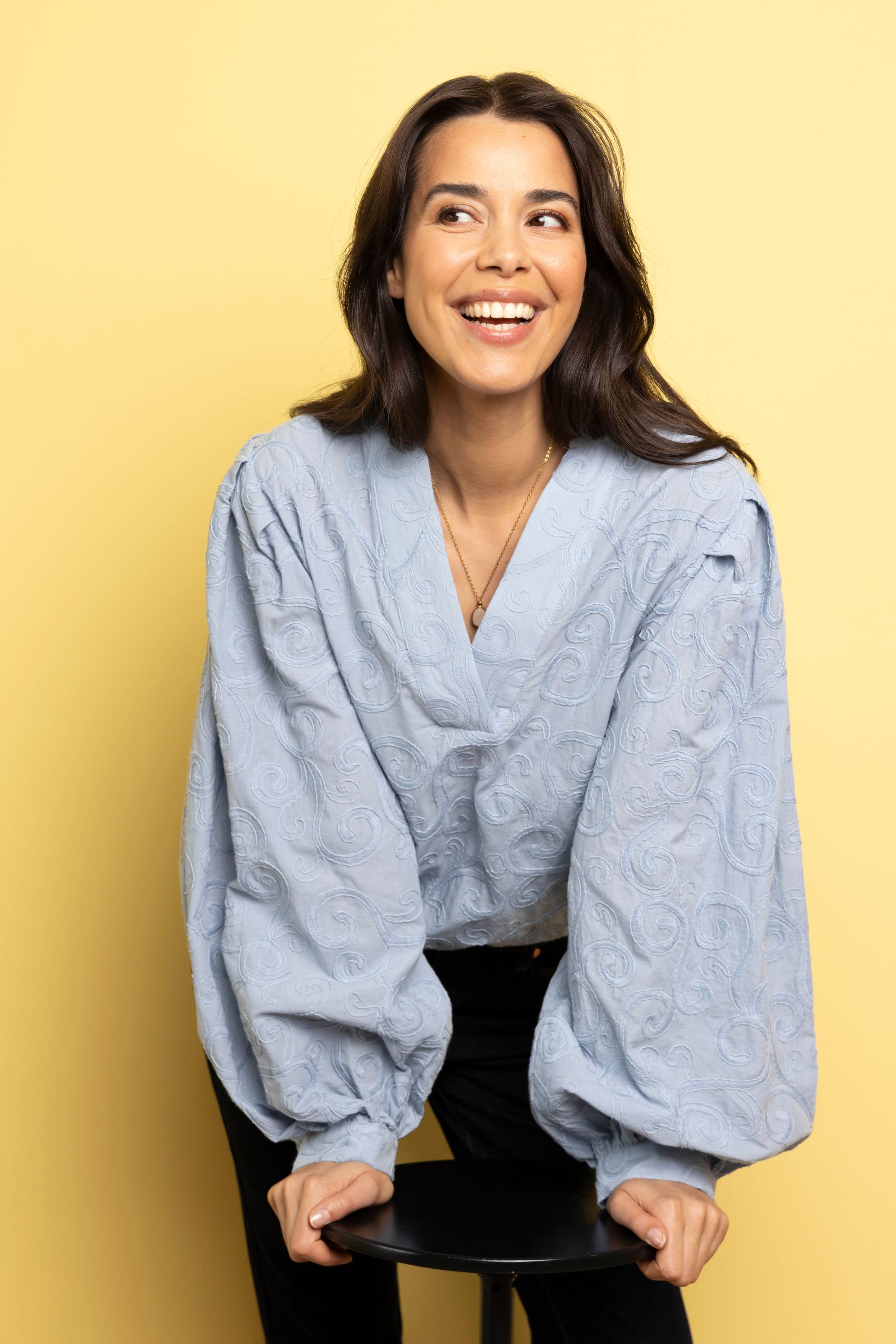 Norah Lichtblauwe blouse met borduursels  blue 216188-400