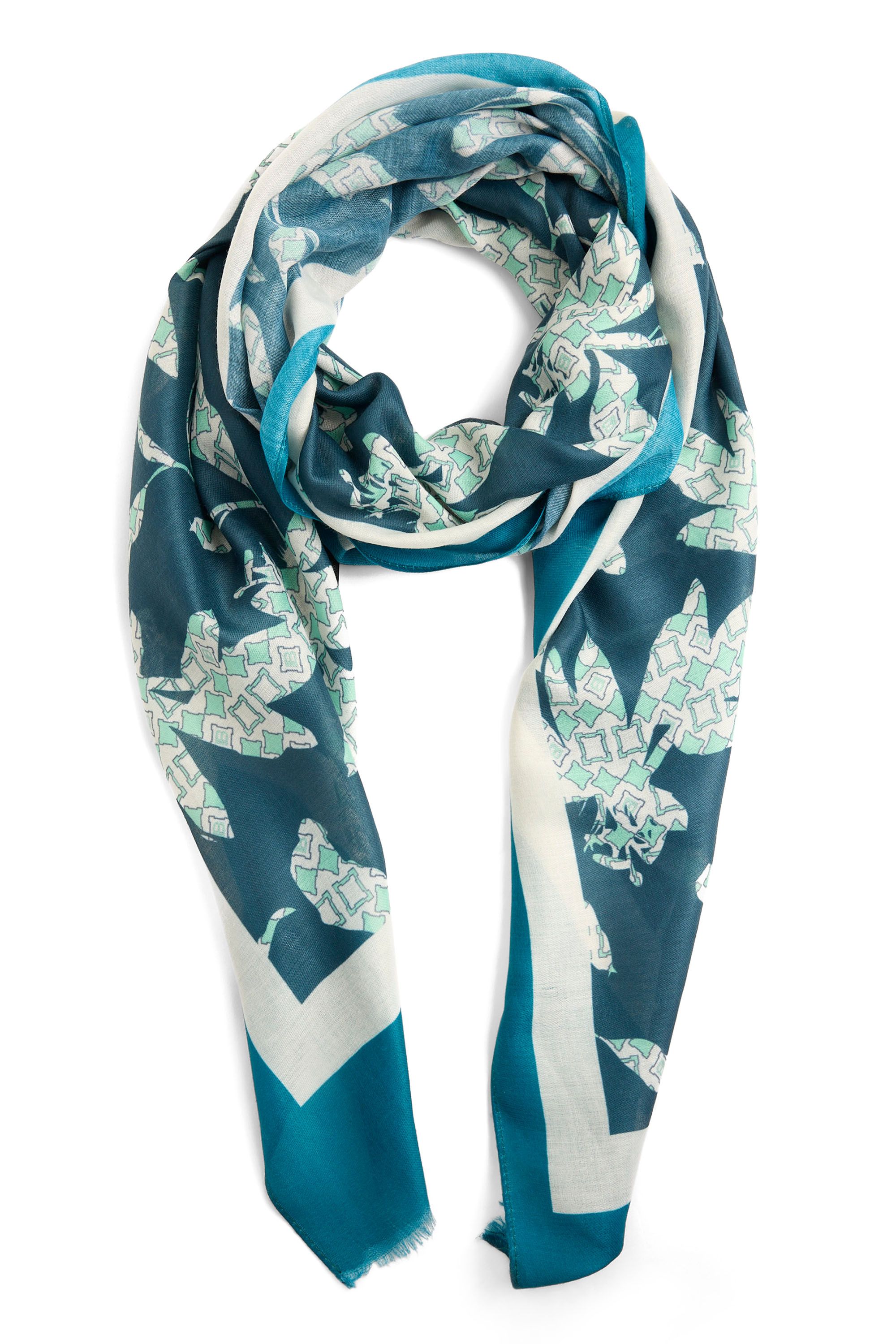 Norah Groene sjaal met grafische print green multicolor 216199-520