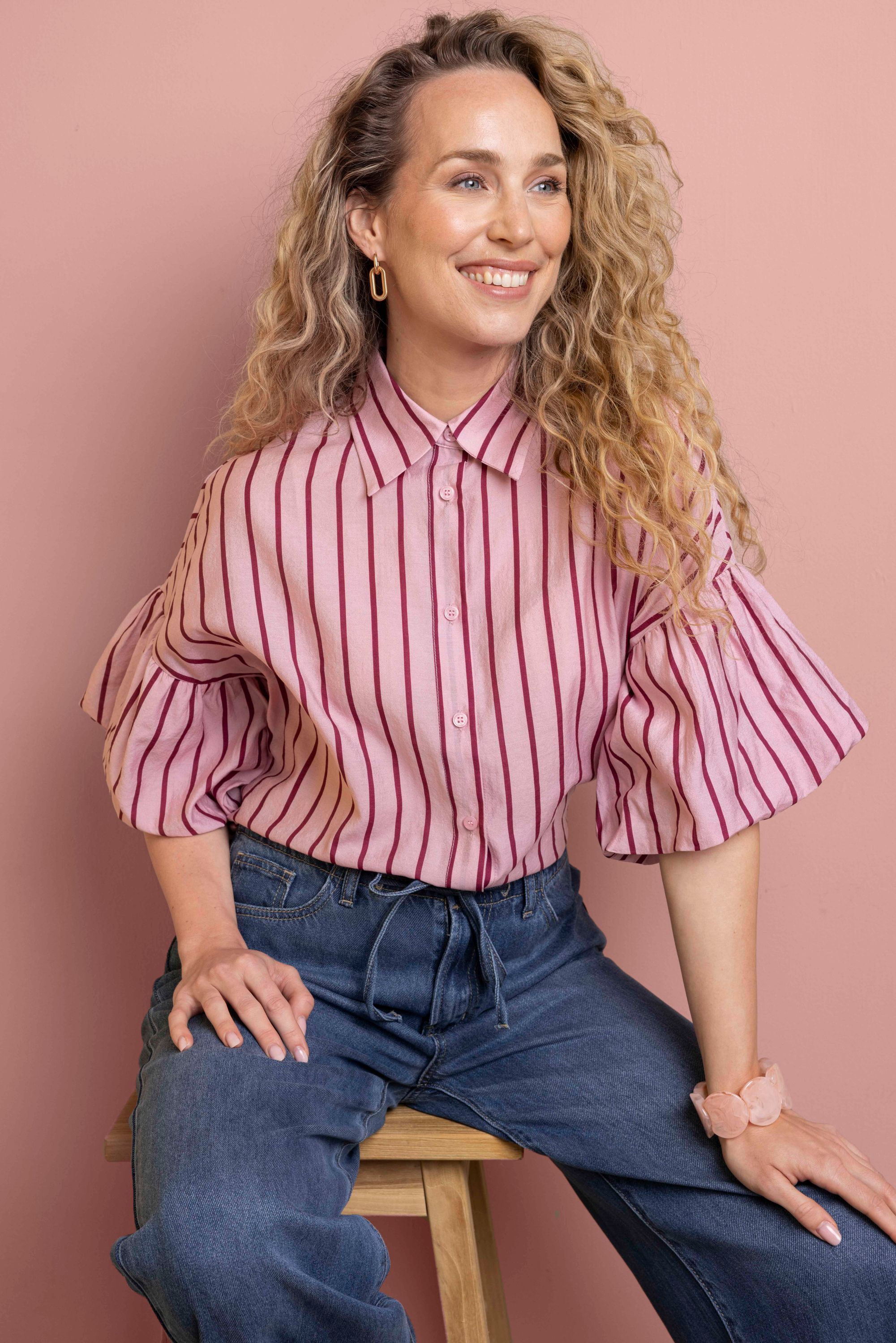 Norah Gestreepte rood/roze blouse pink/red 216217-936-36