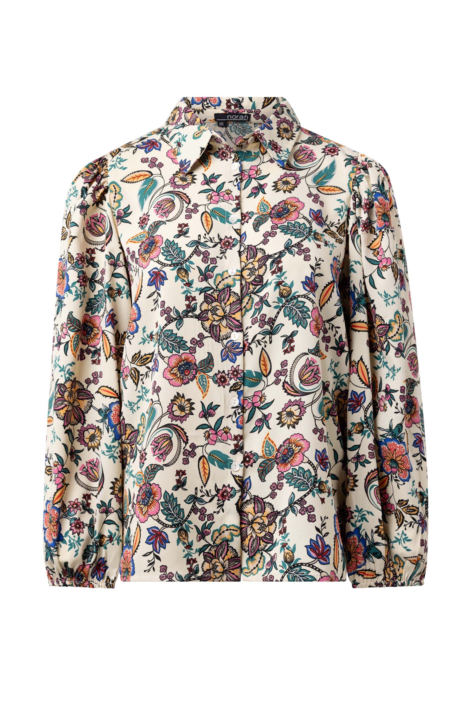 Norah Ecru blouse met kleurrijke bloemen ecru multicolor 216228-122