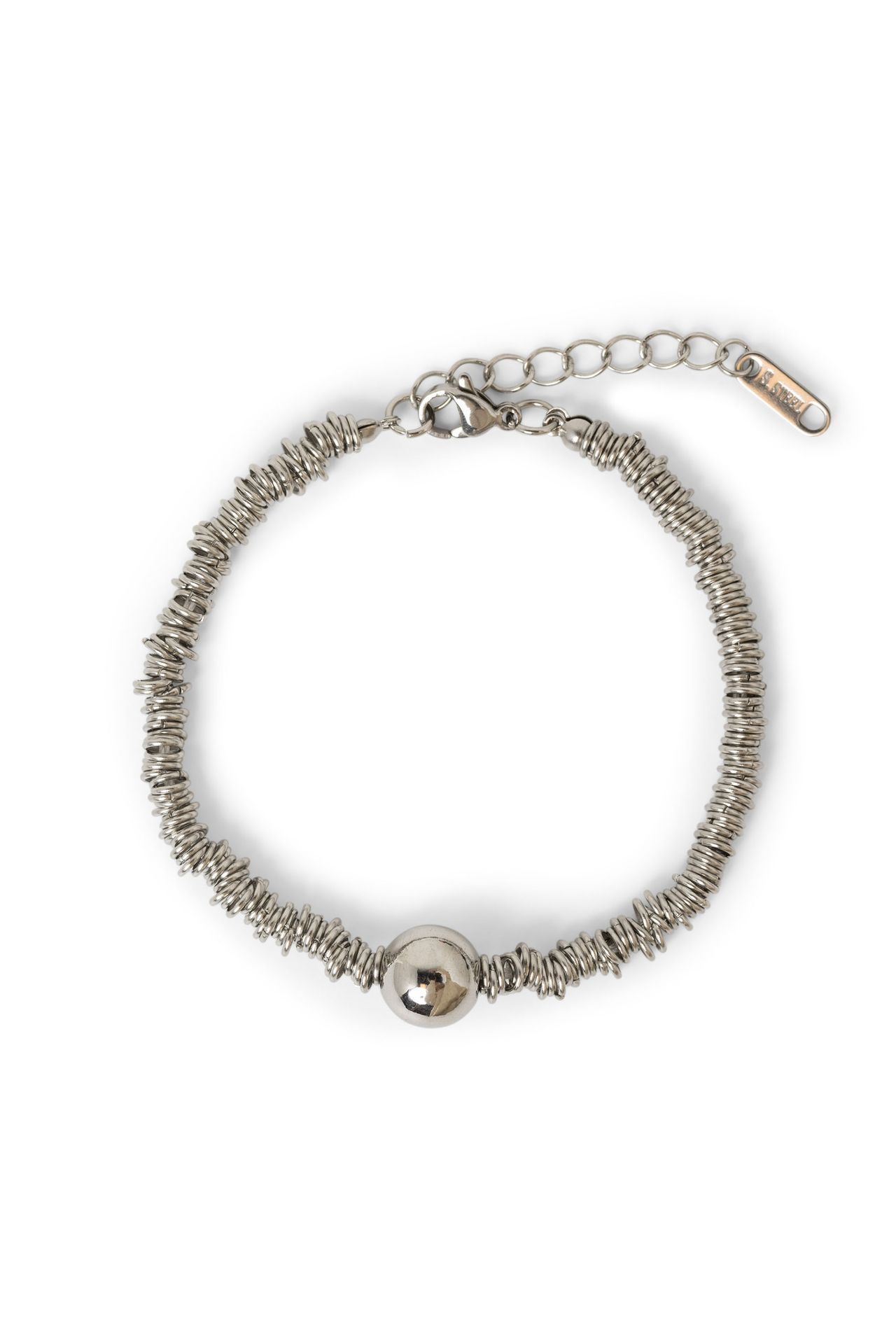 Norah Armband met ringetjes en een ronde bedel silver 216255-099