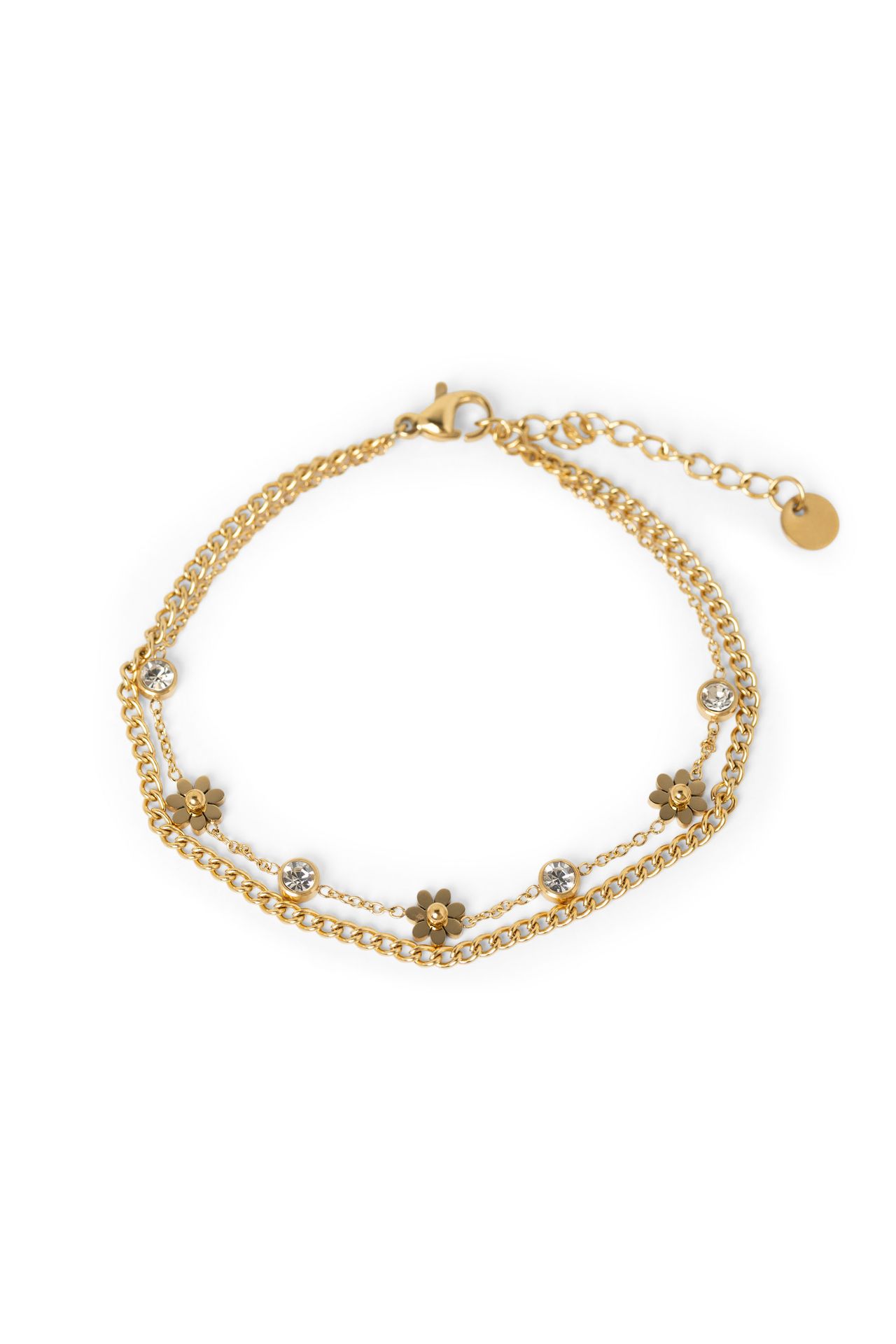 Norah Goudkleurige armband met steentjes en bloemen gold 216292-199