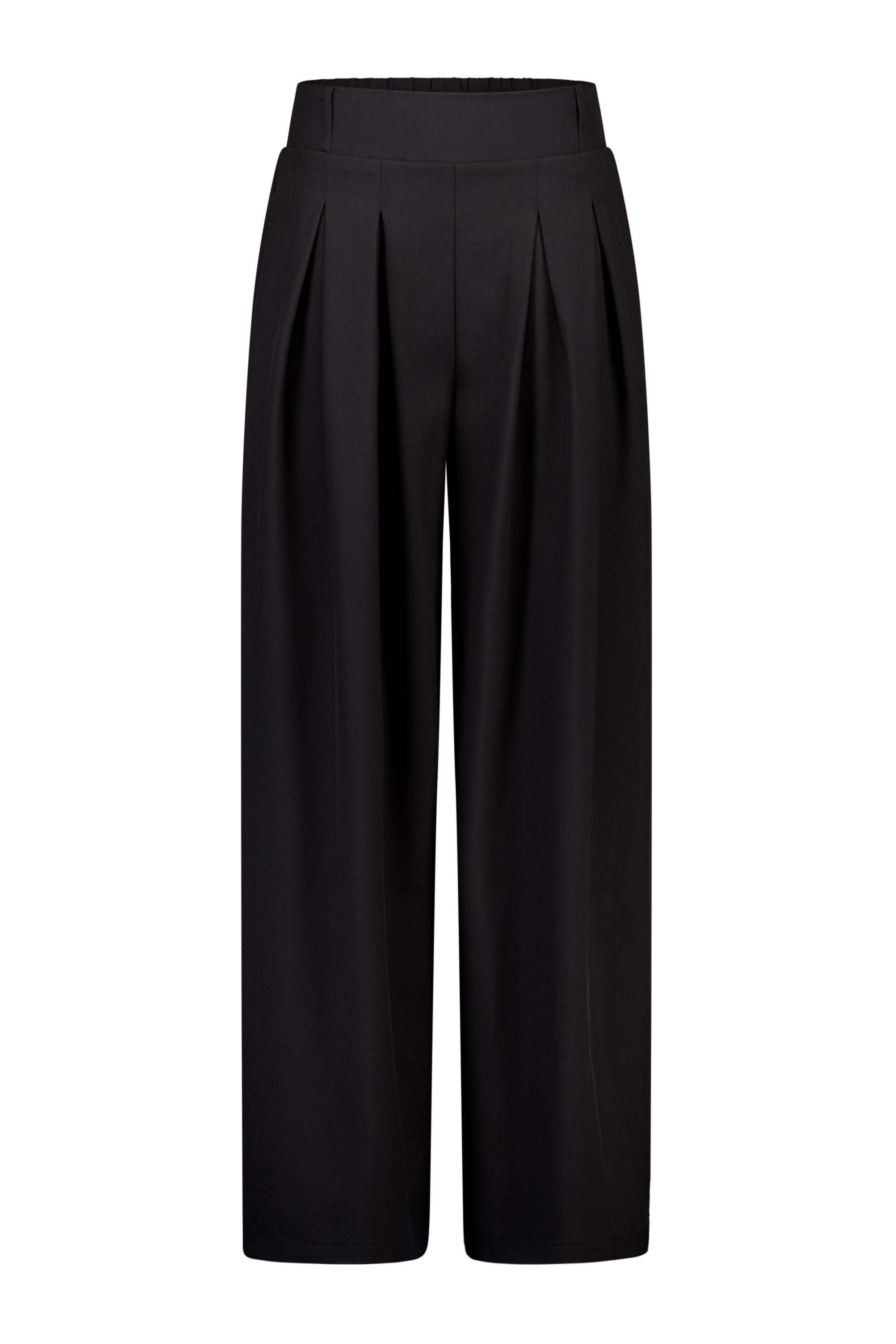 Norah Zwarte wijde broek met plooien black 216310-001