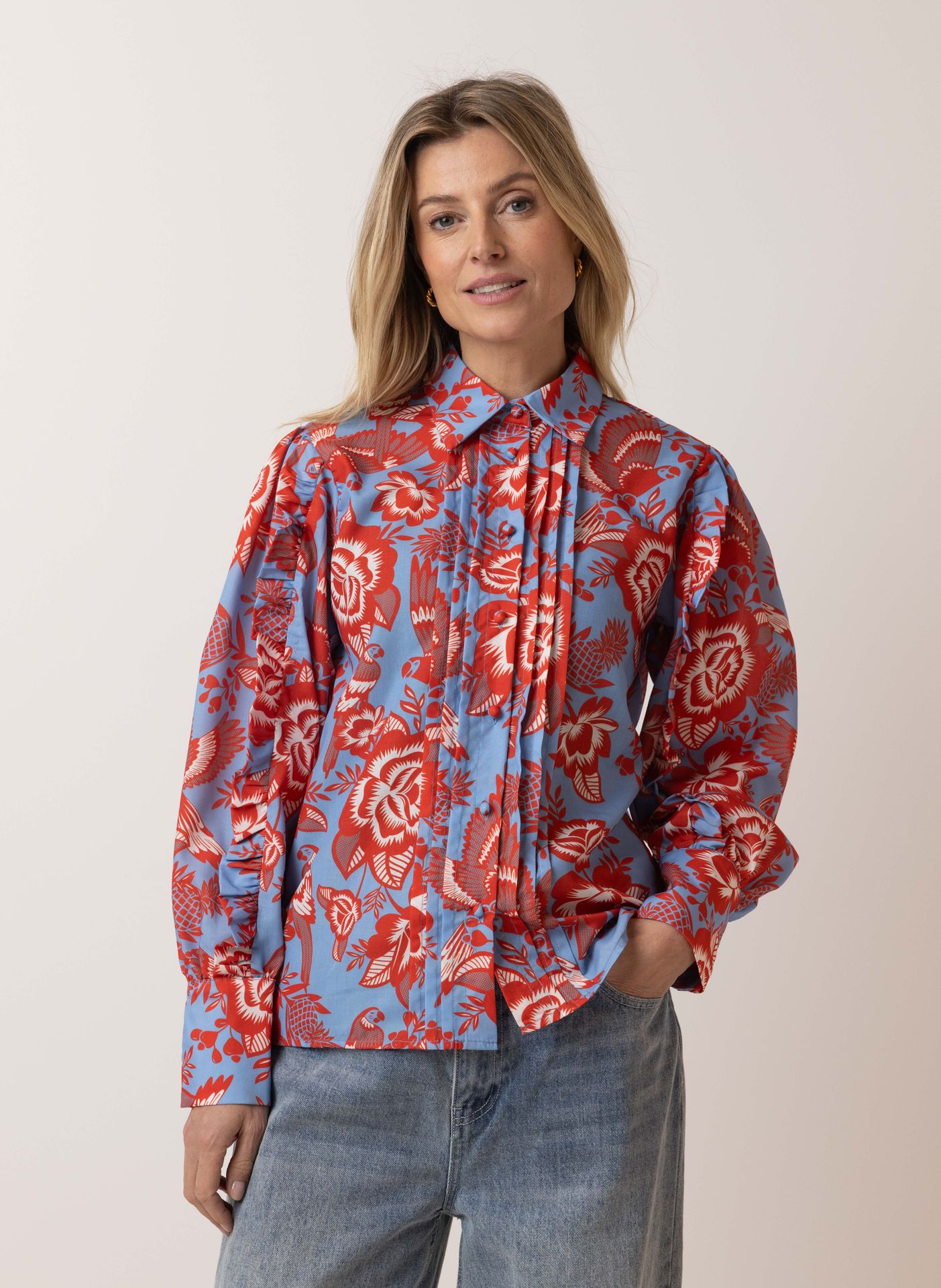 Norah Meerkleurige blouse blue/red 216342-436