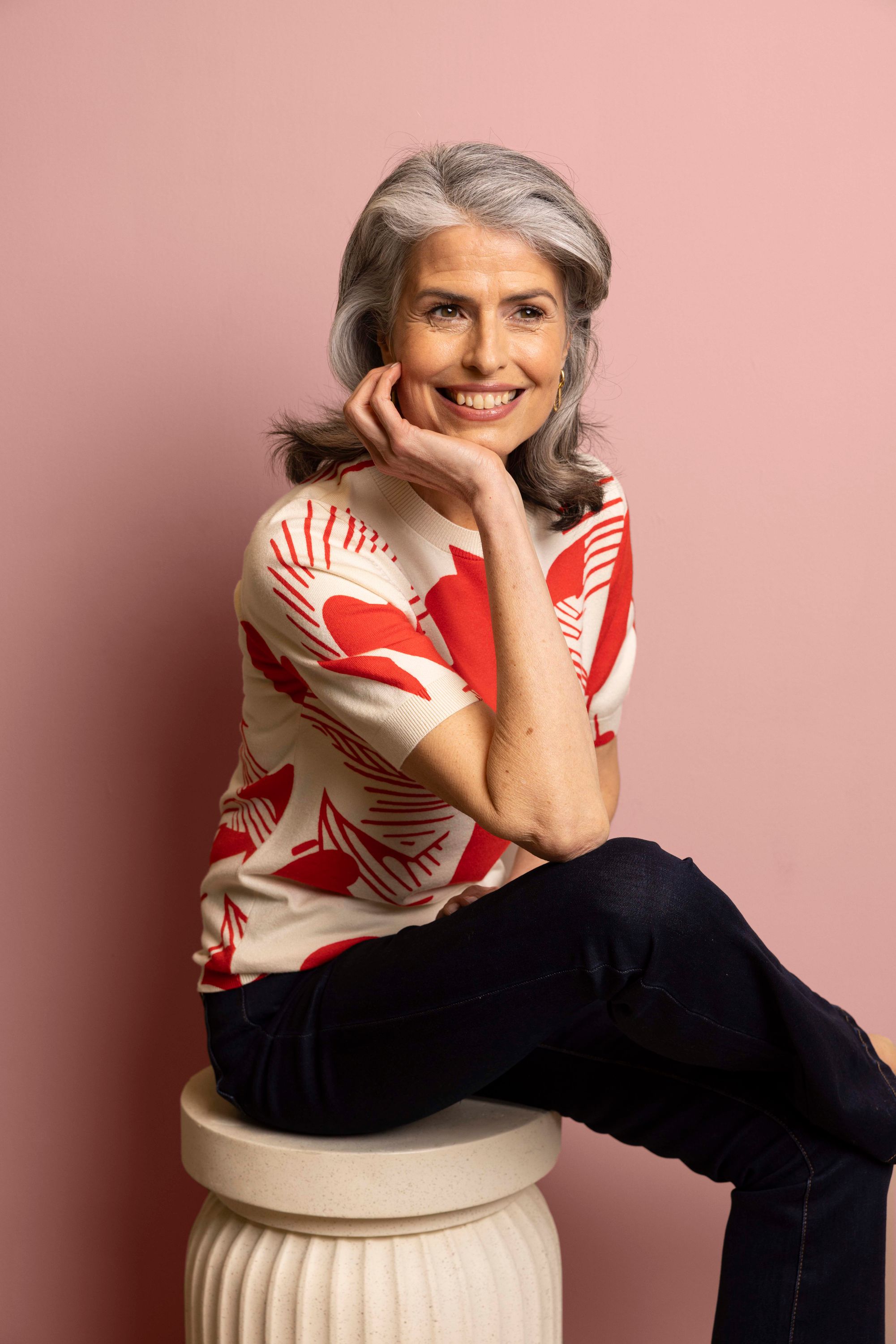 Norah Ecru trui met hartjes ecru/red 216345-176