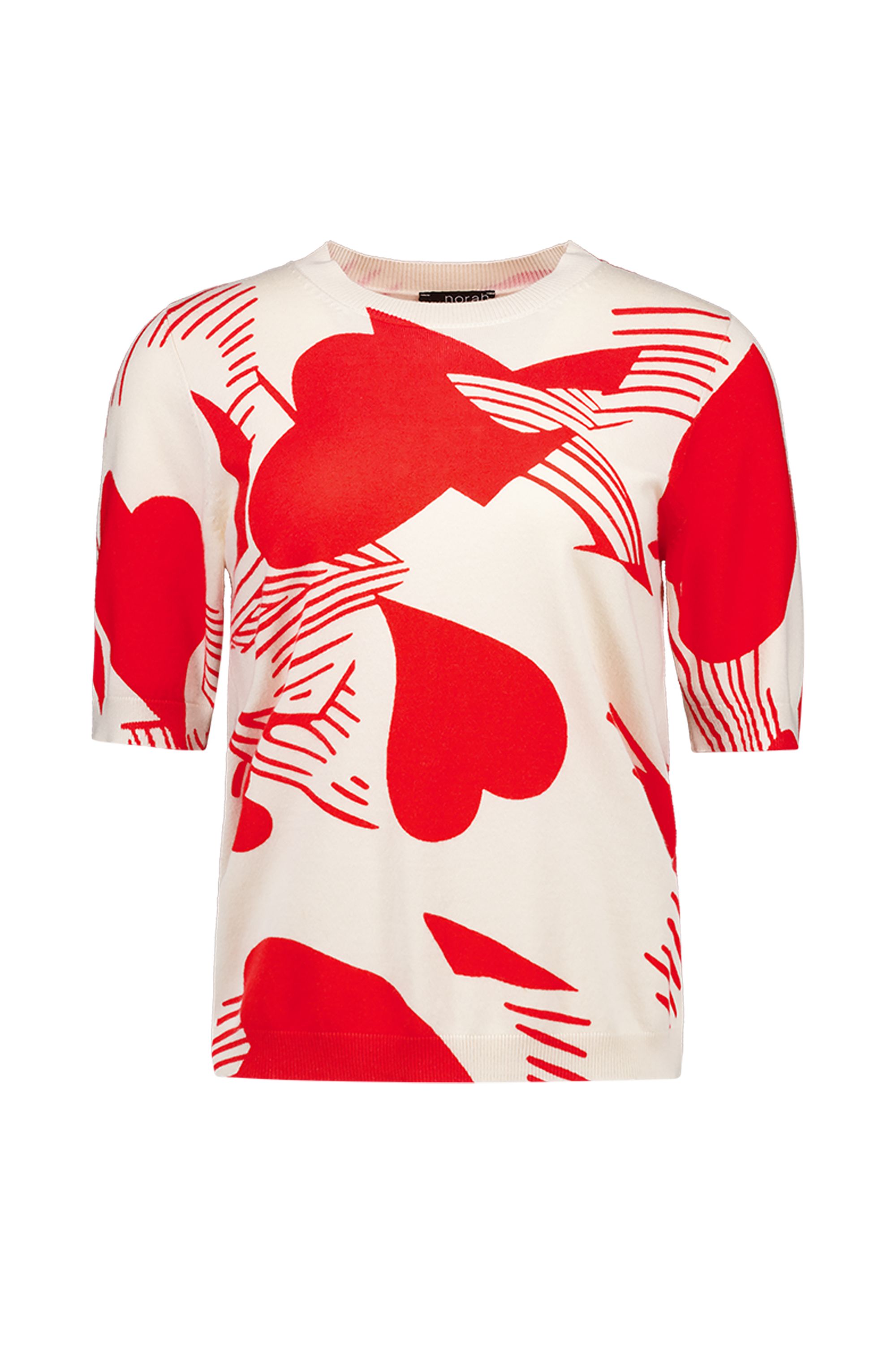 Norah Ecru trui met hartjes ecru/red 216345-176
