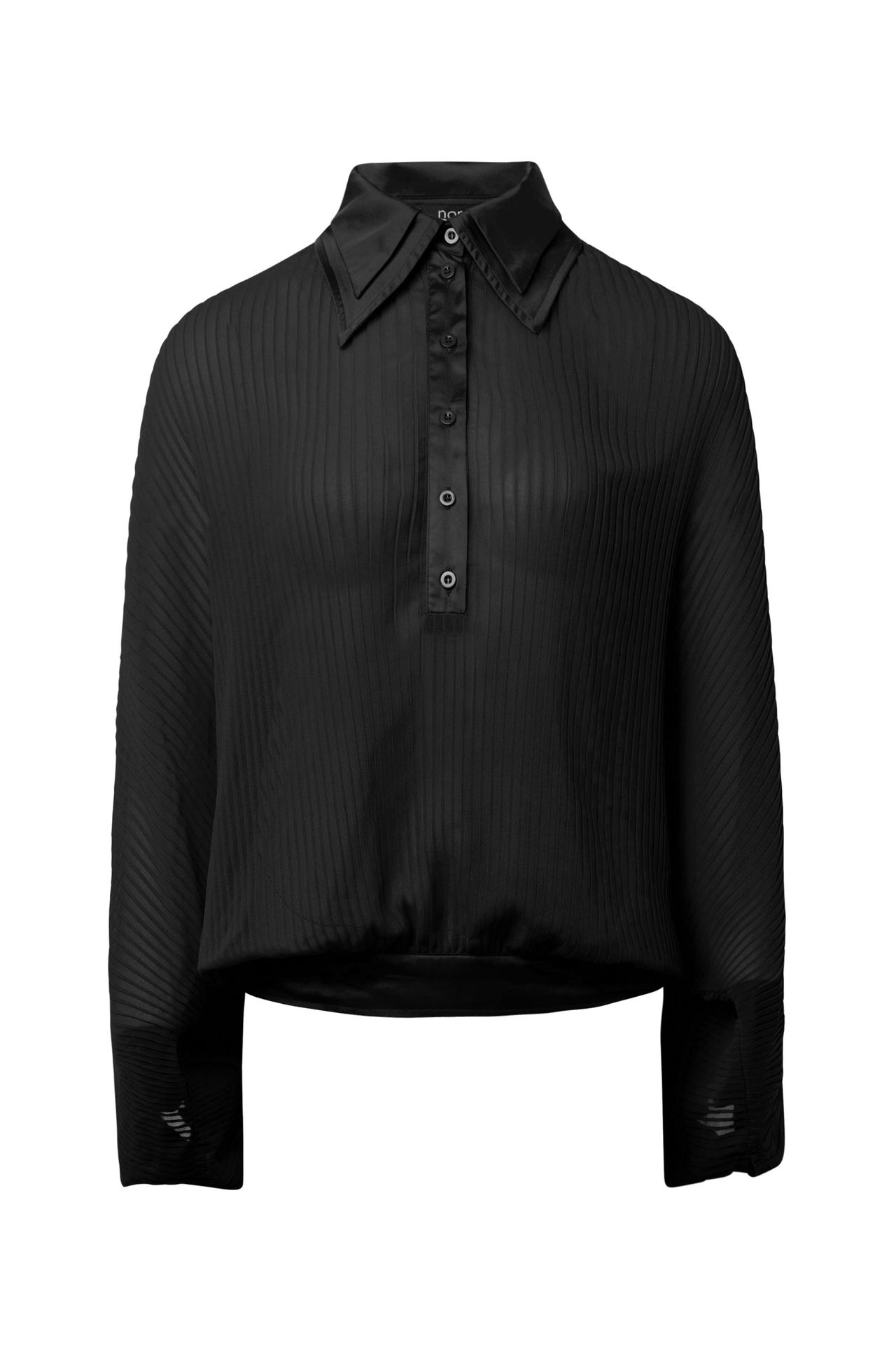  Zwarte plissé blouse black 216349-001