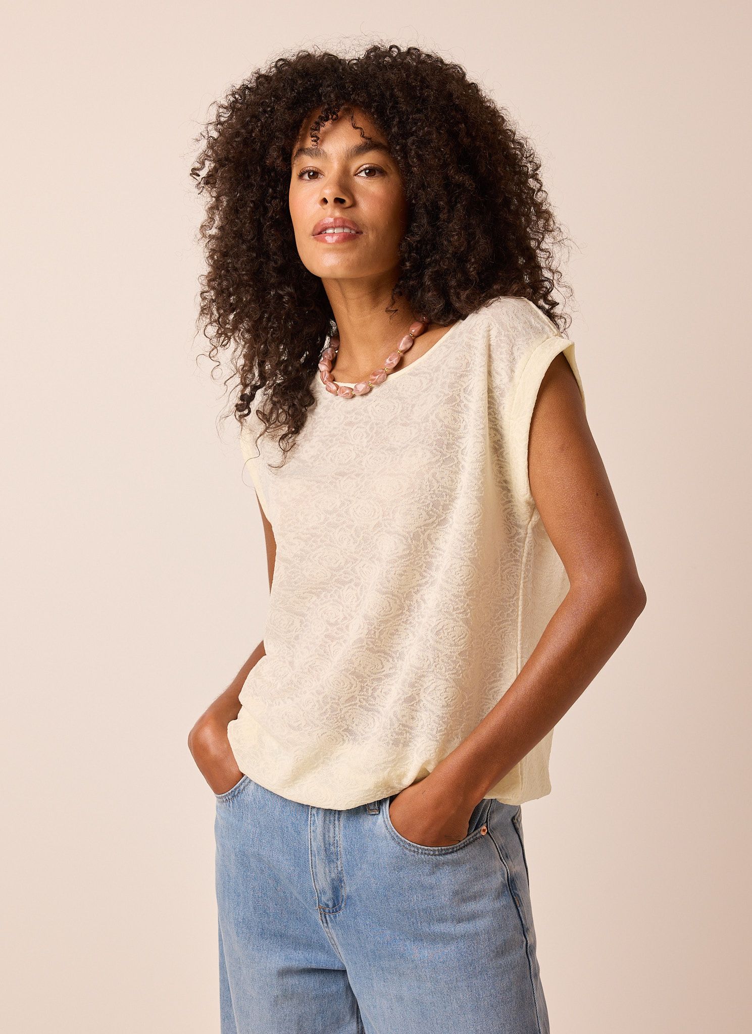 Norah Ecru shirt met structuur ecru 216364-102