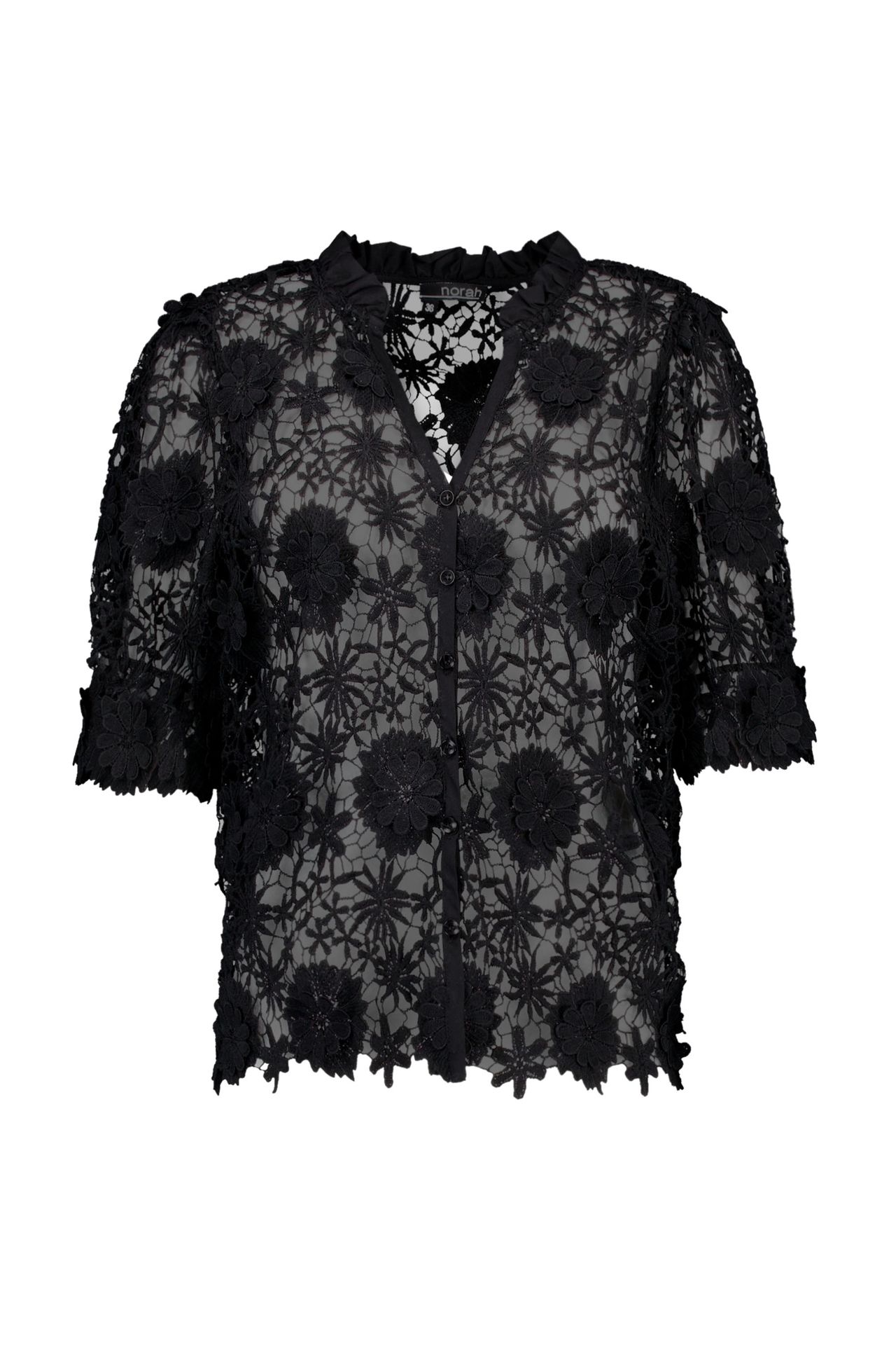 Norah Zwarte kanten blouse black 216365-001-36