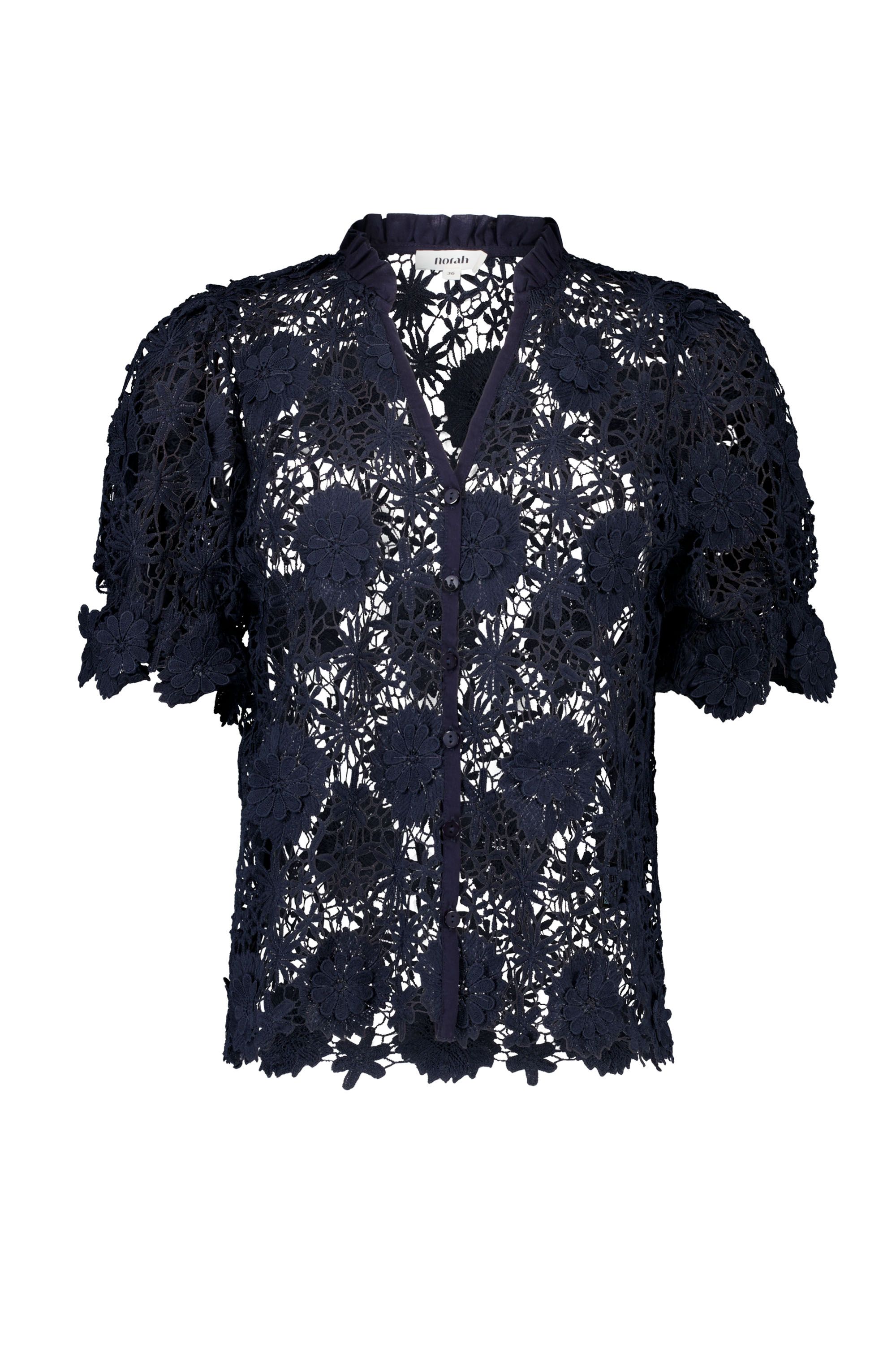 Norah Donkerblauwe kanten blouse dark blue 216365-499