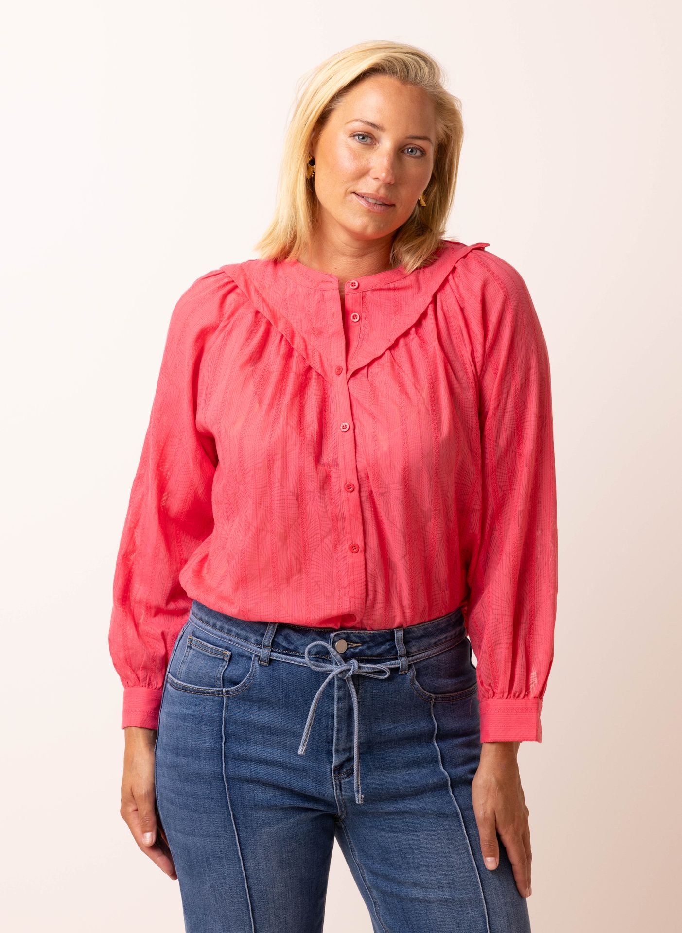 Norah Roze blouse met plooidetail pink 216367-900-34