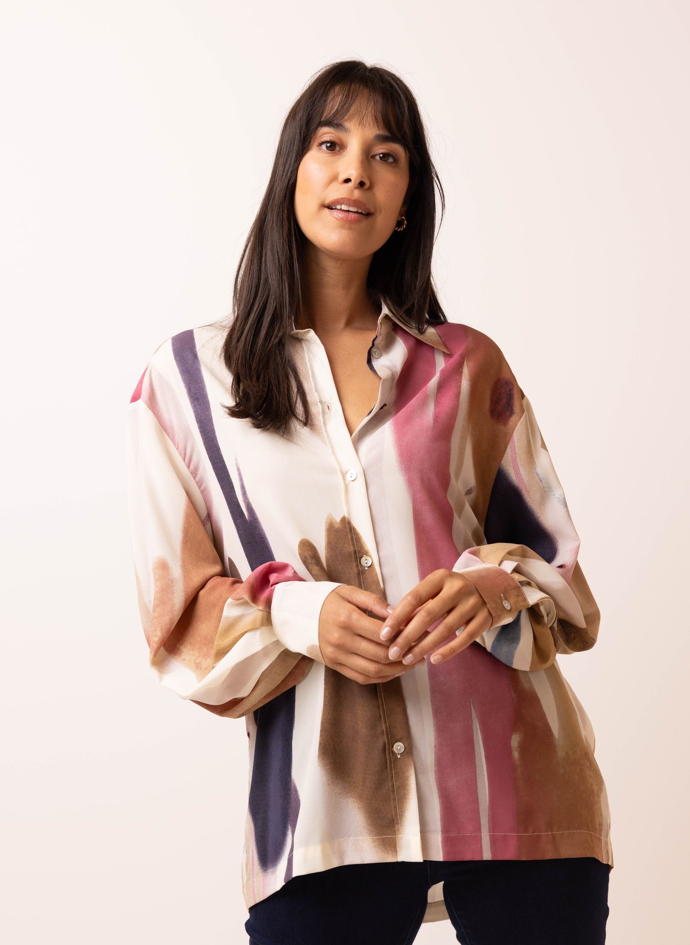 Norah Kleurrijke blouse met klassieke kraag multicolor 216372-002-34