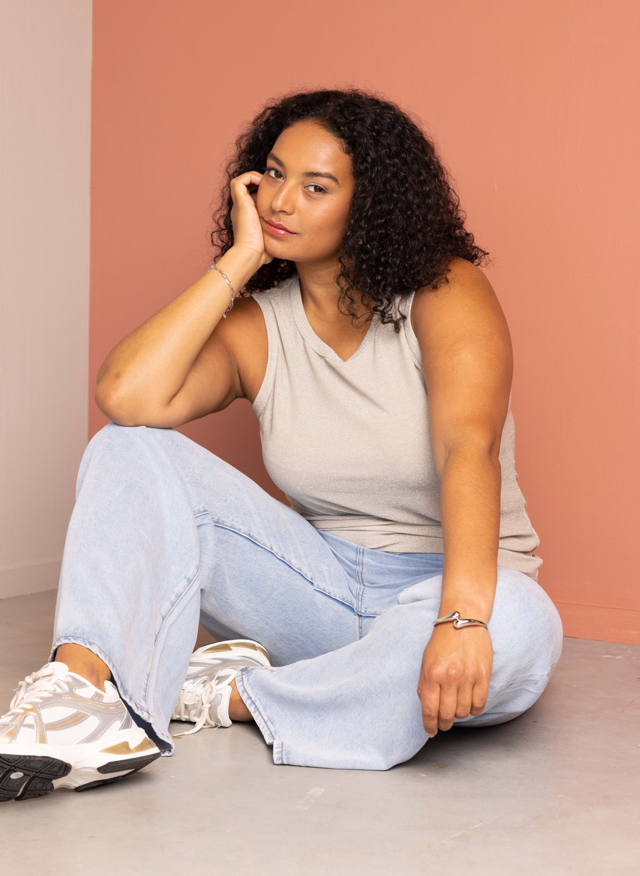 Norah Zandkleurige top sand 216398-110-38