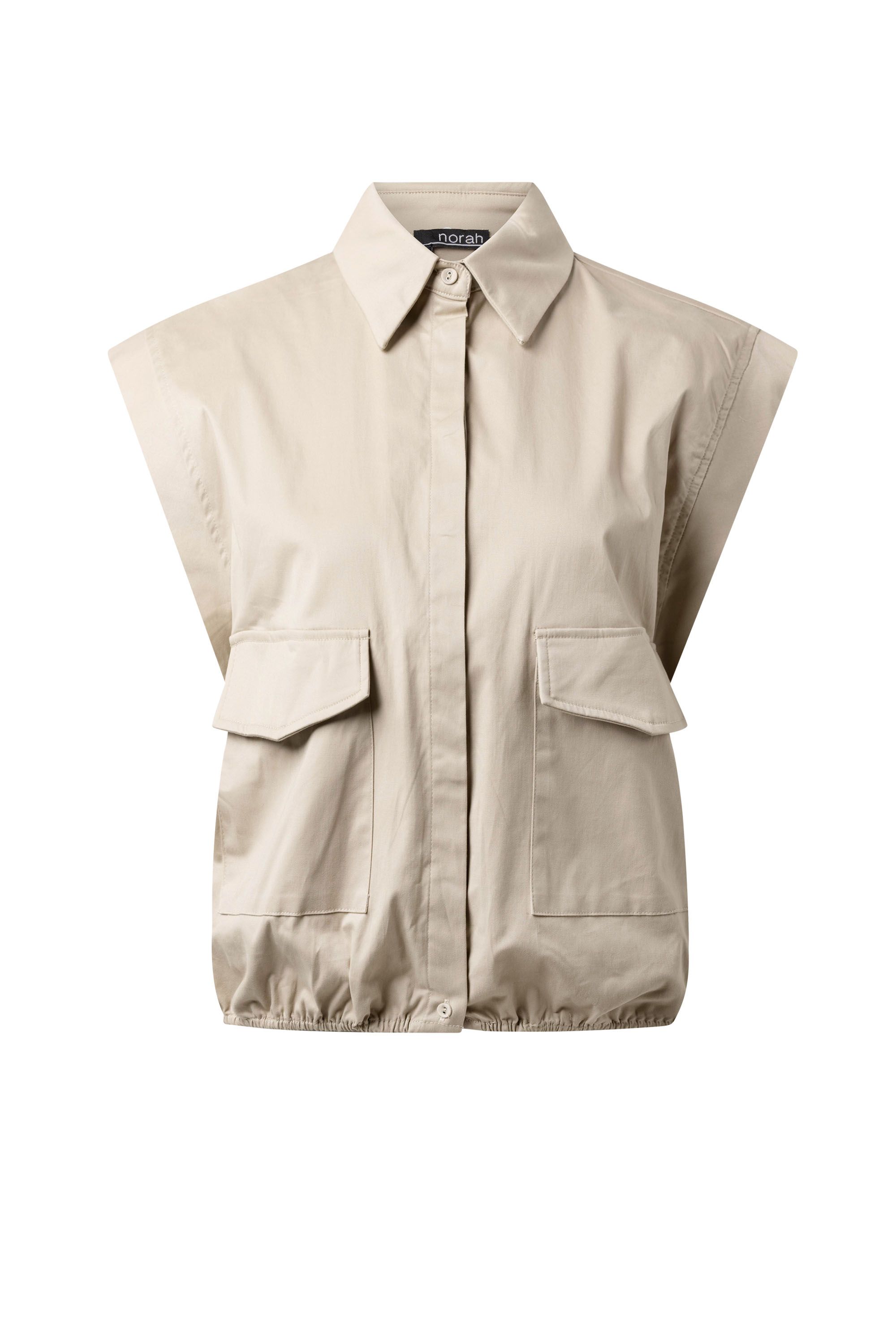 Norah Zandkleurig blouse met klassieke kraag sand 216400-110