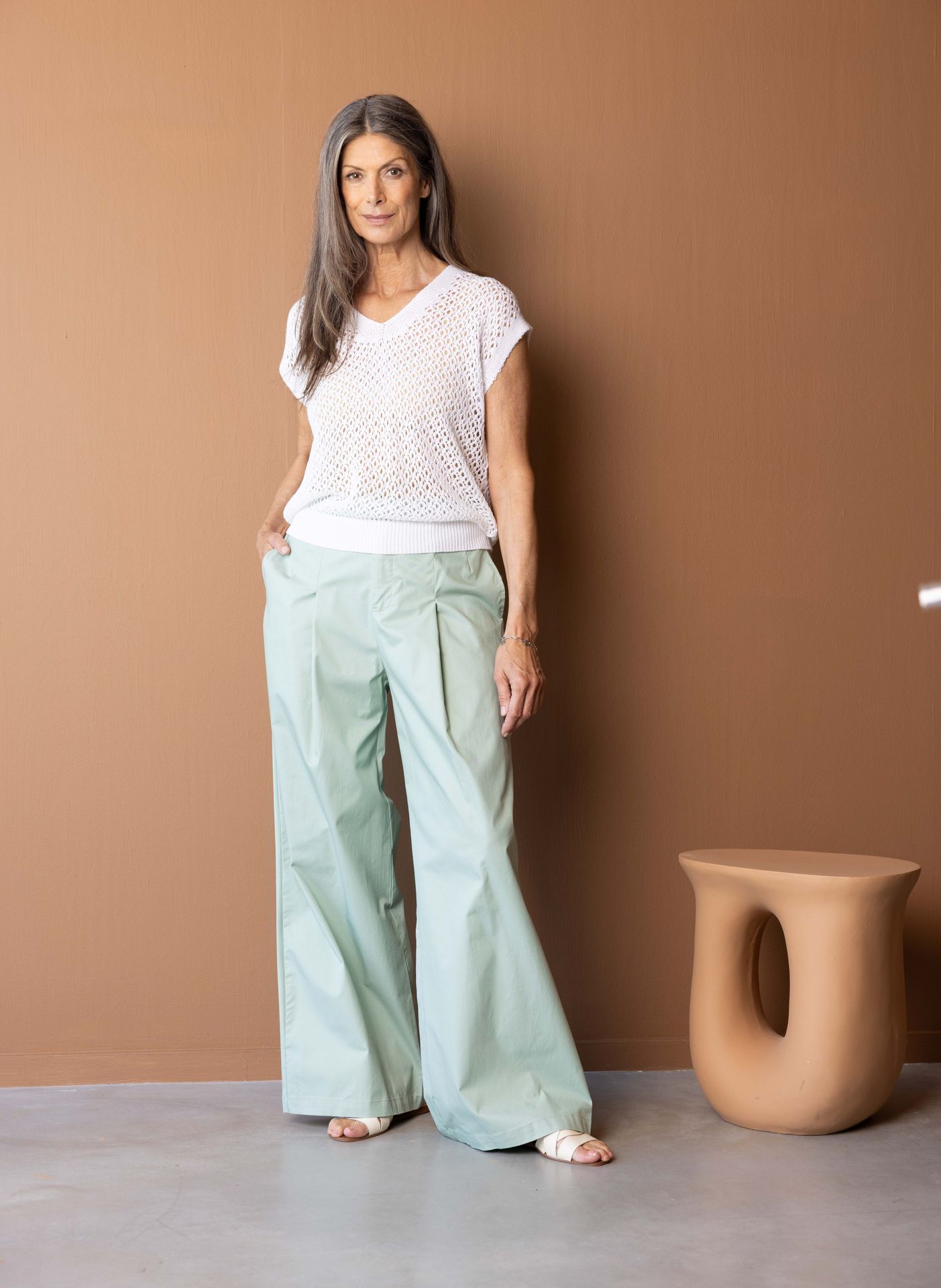 Norah Mintkleurige wijde broek mint 216402-502
