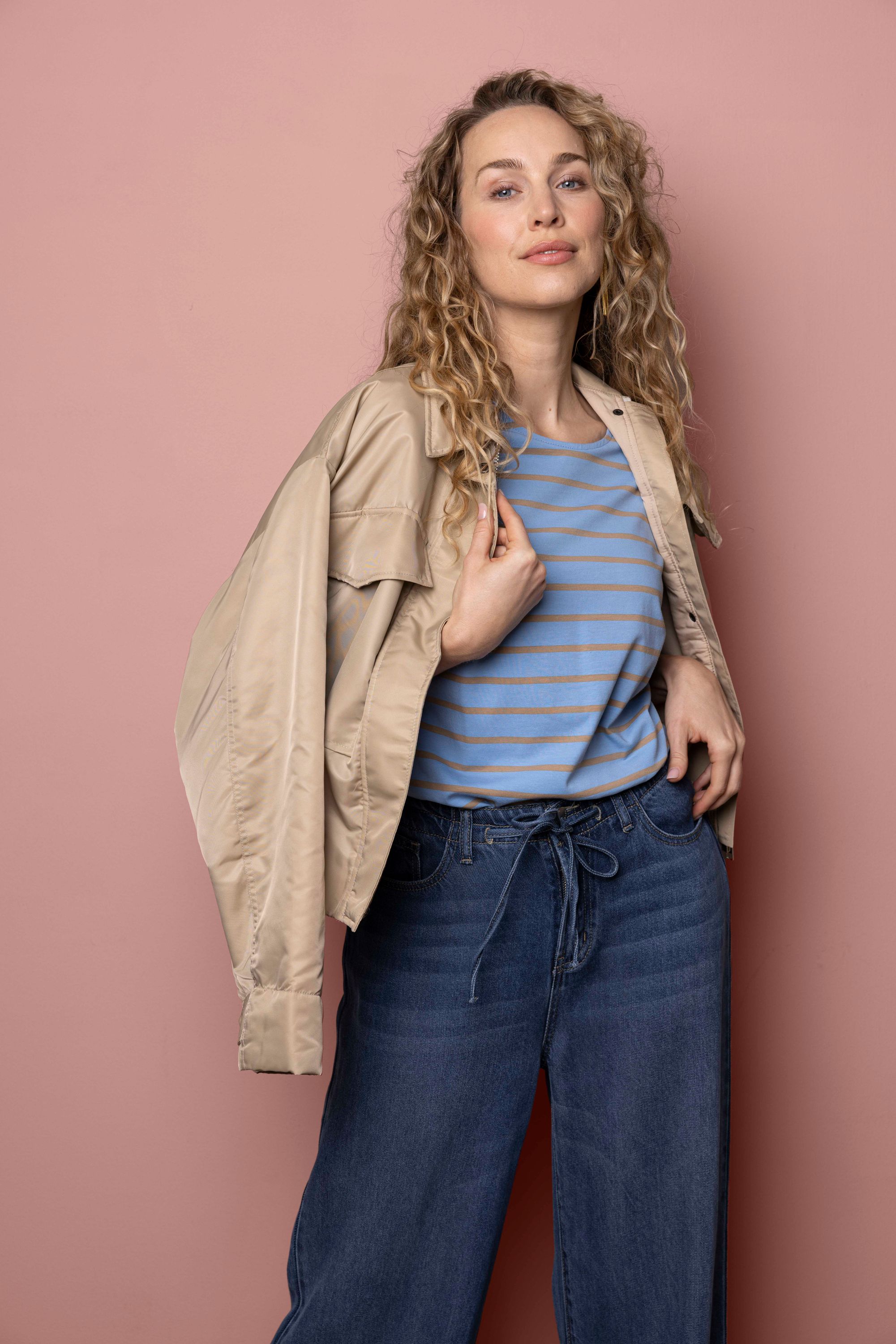 Norah Blauw gestreept shirt blue/ecru 216413-441