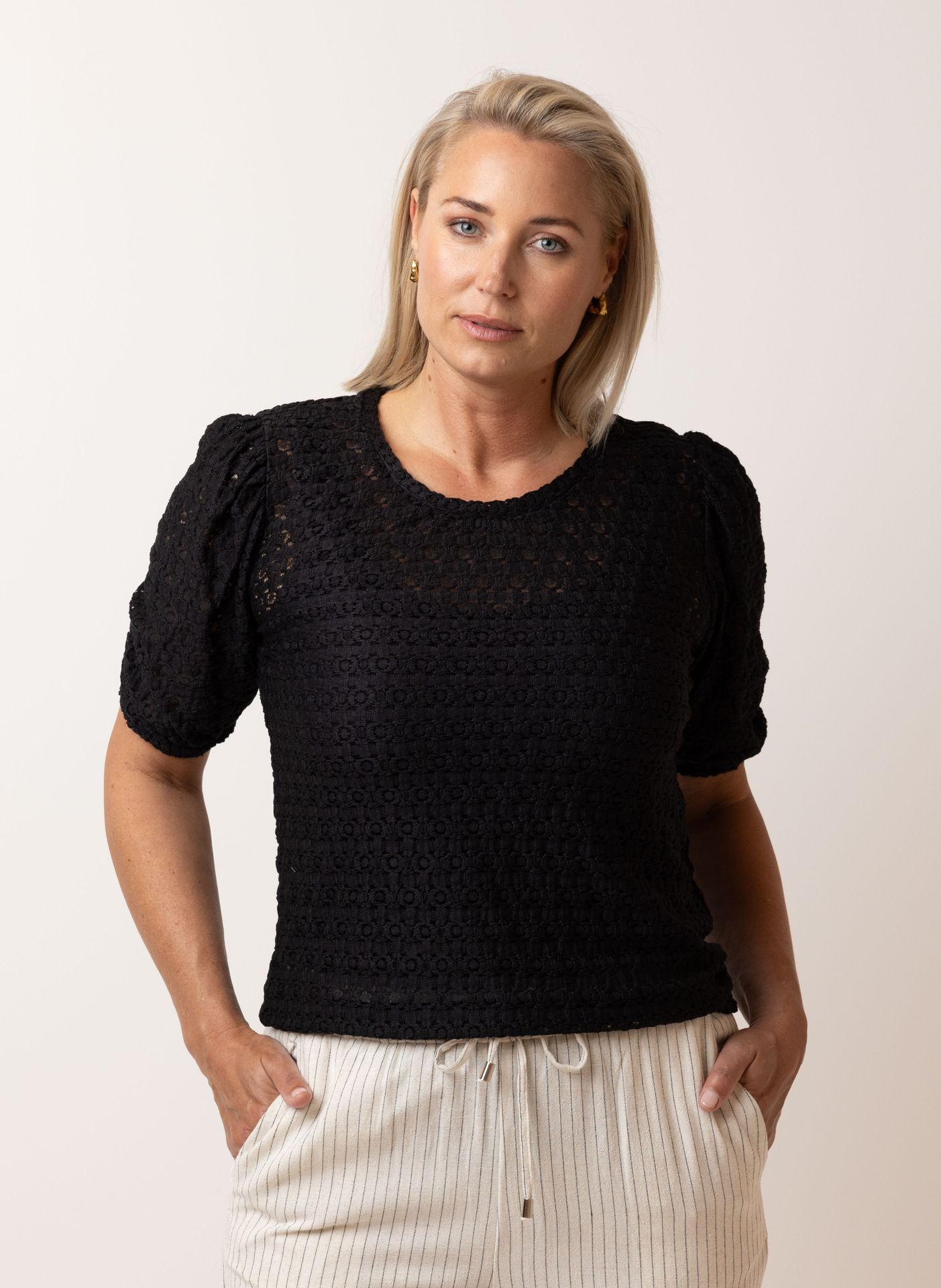 Norah Zwart kanten shirt black 216424-001