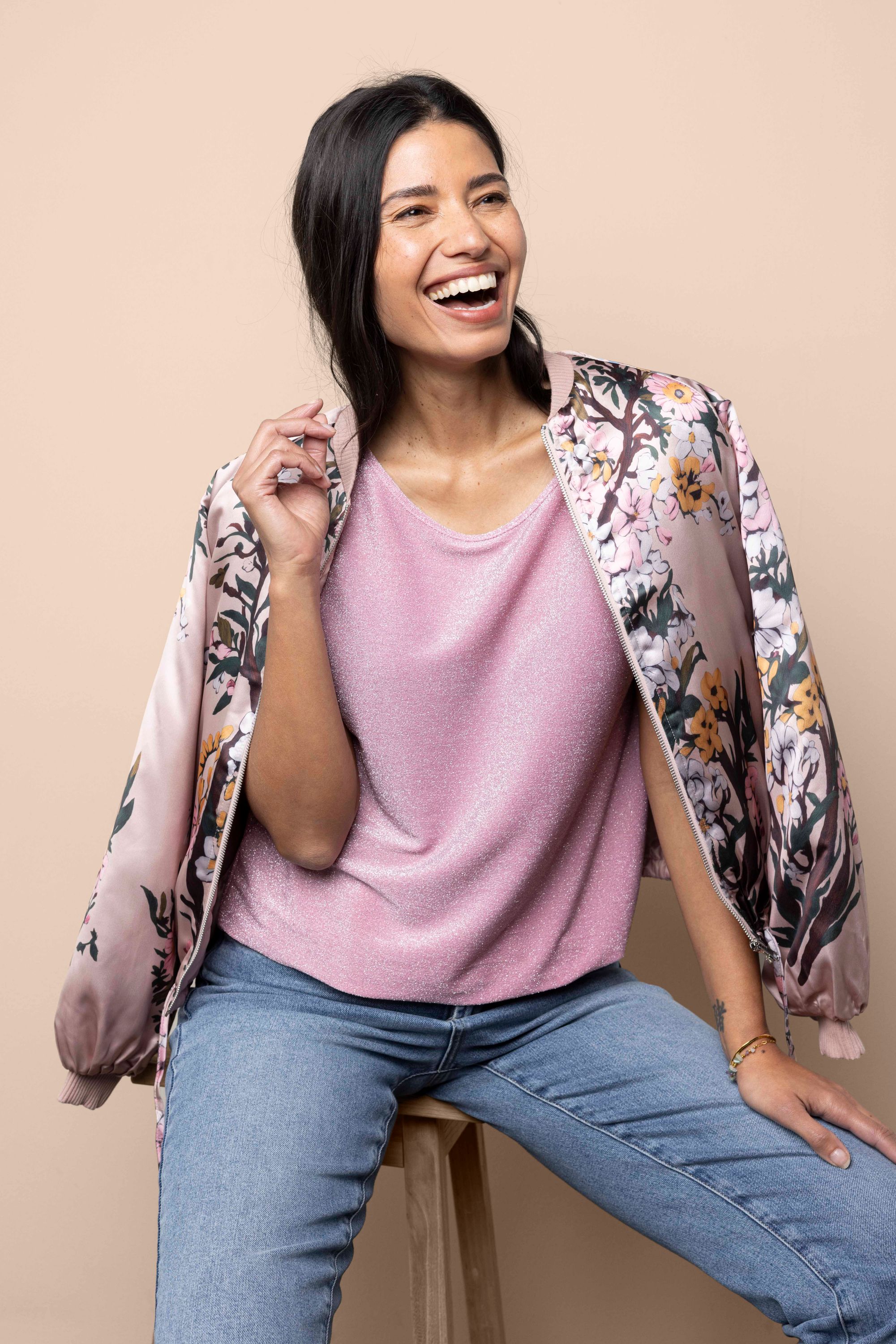 Norah Roze shirt met glitter cerise 216450-952