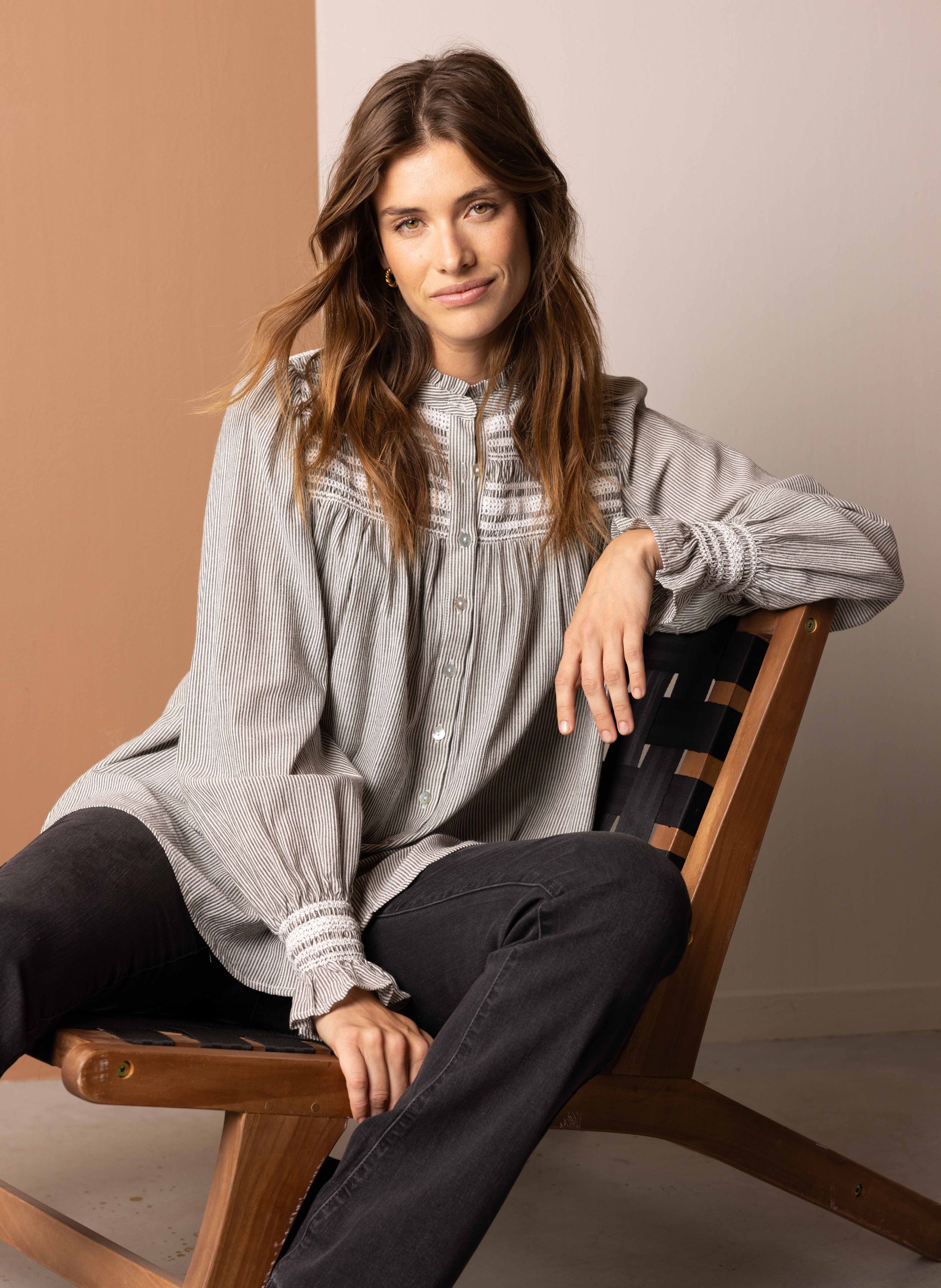 Norah Grijs/wit gestreepte blouse grey/white 216464-071