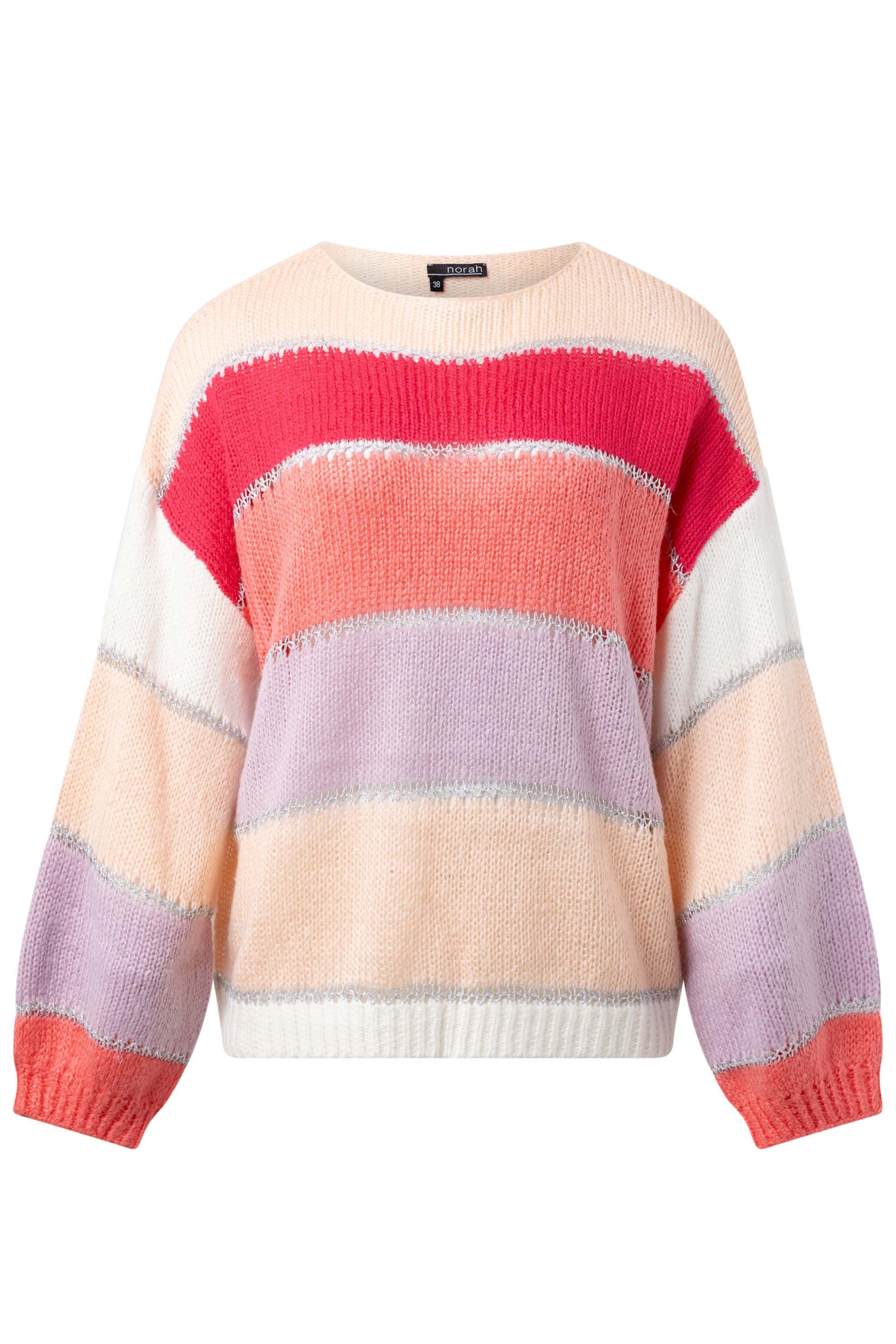 Norah Roze trui met gekleurde strepen pink multicolor 216467-920