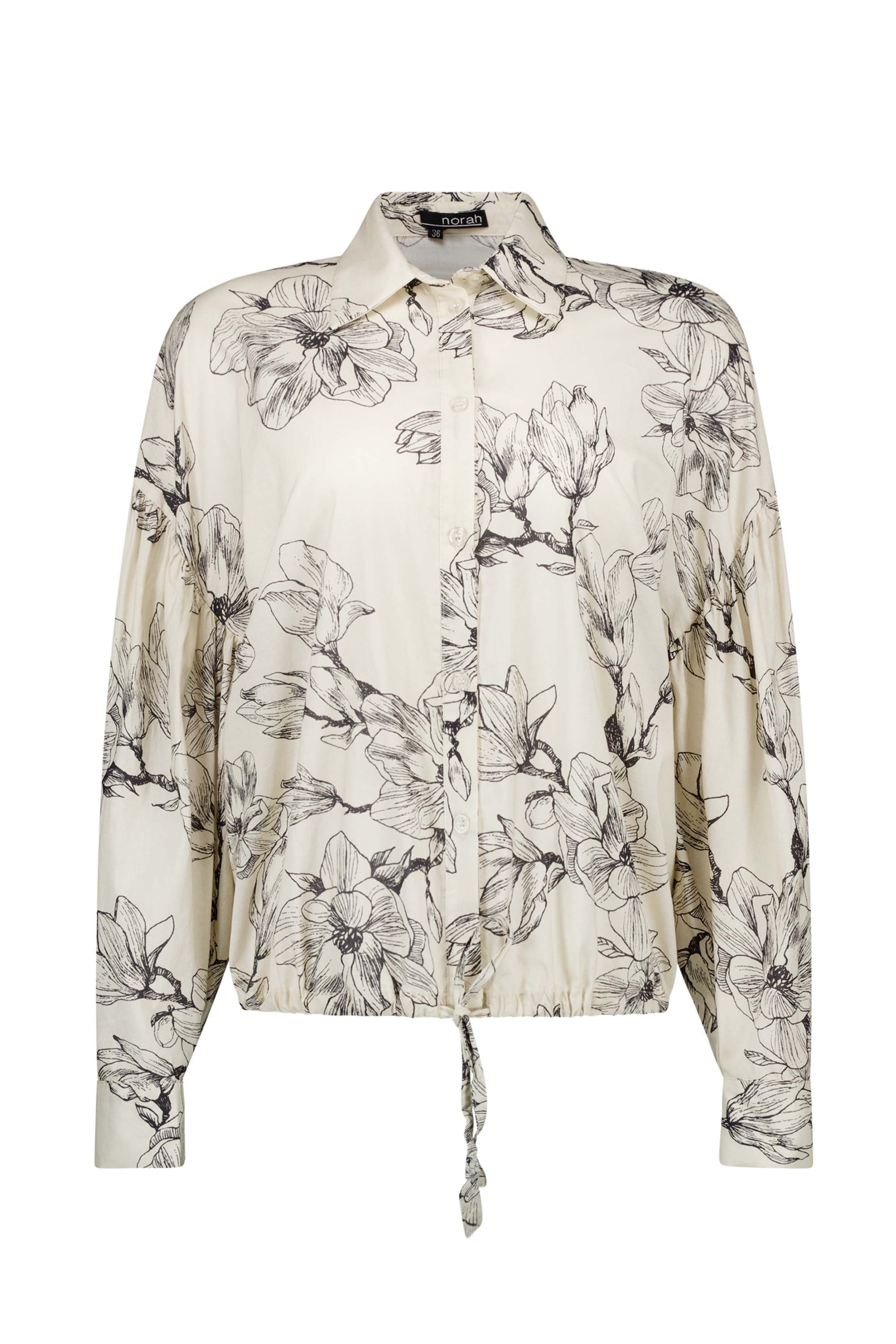 Norah Ecru blouse met bloemendessin ecru/black 216468-170