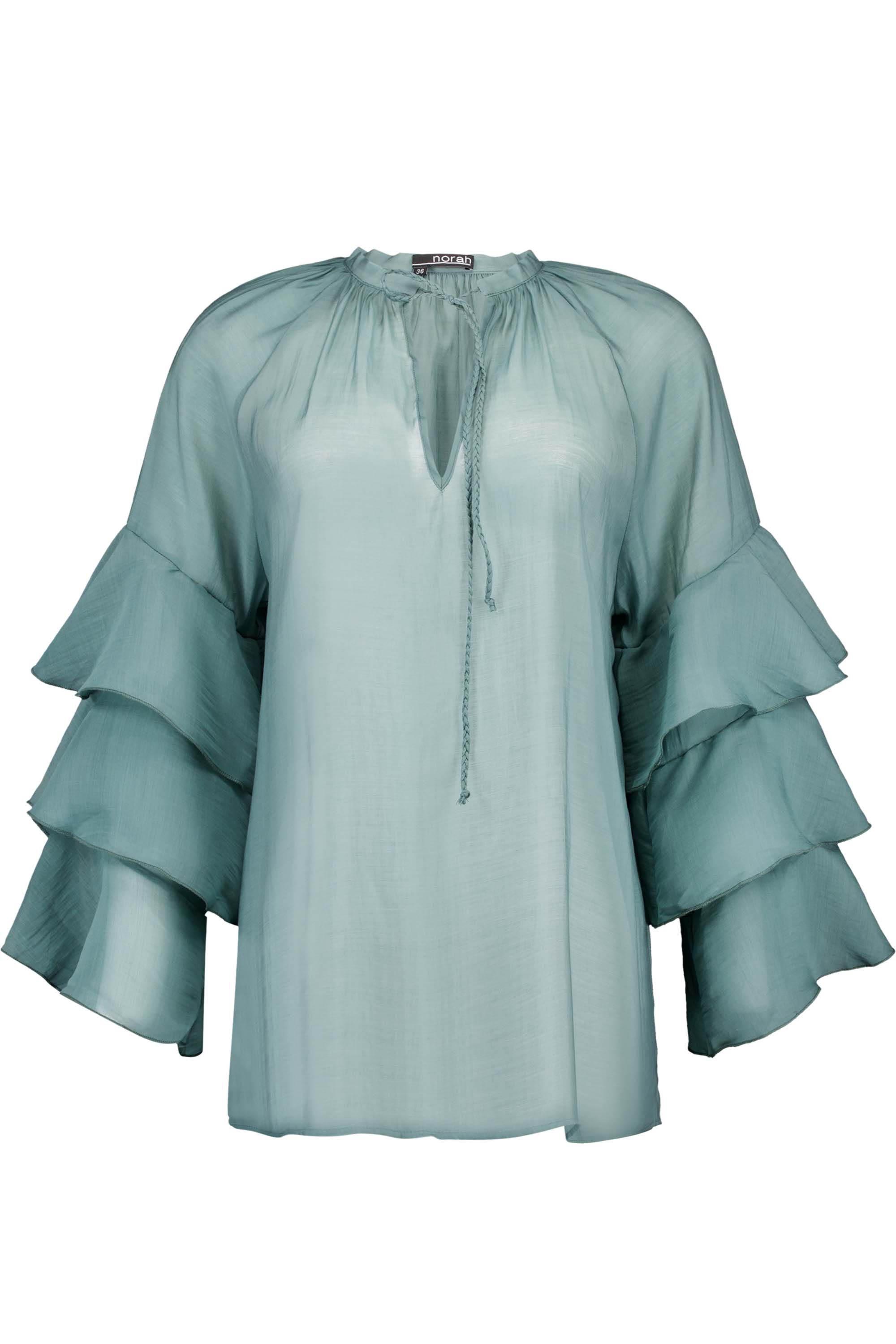 Norah Groene blouse met volants sea green 216469-575-48