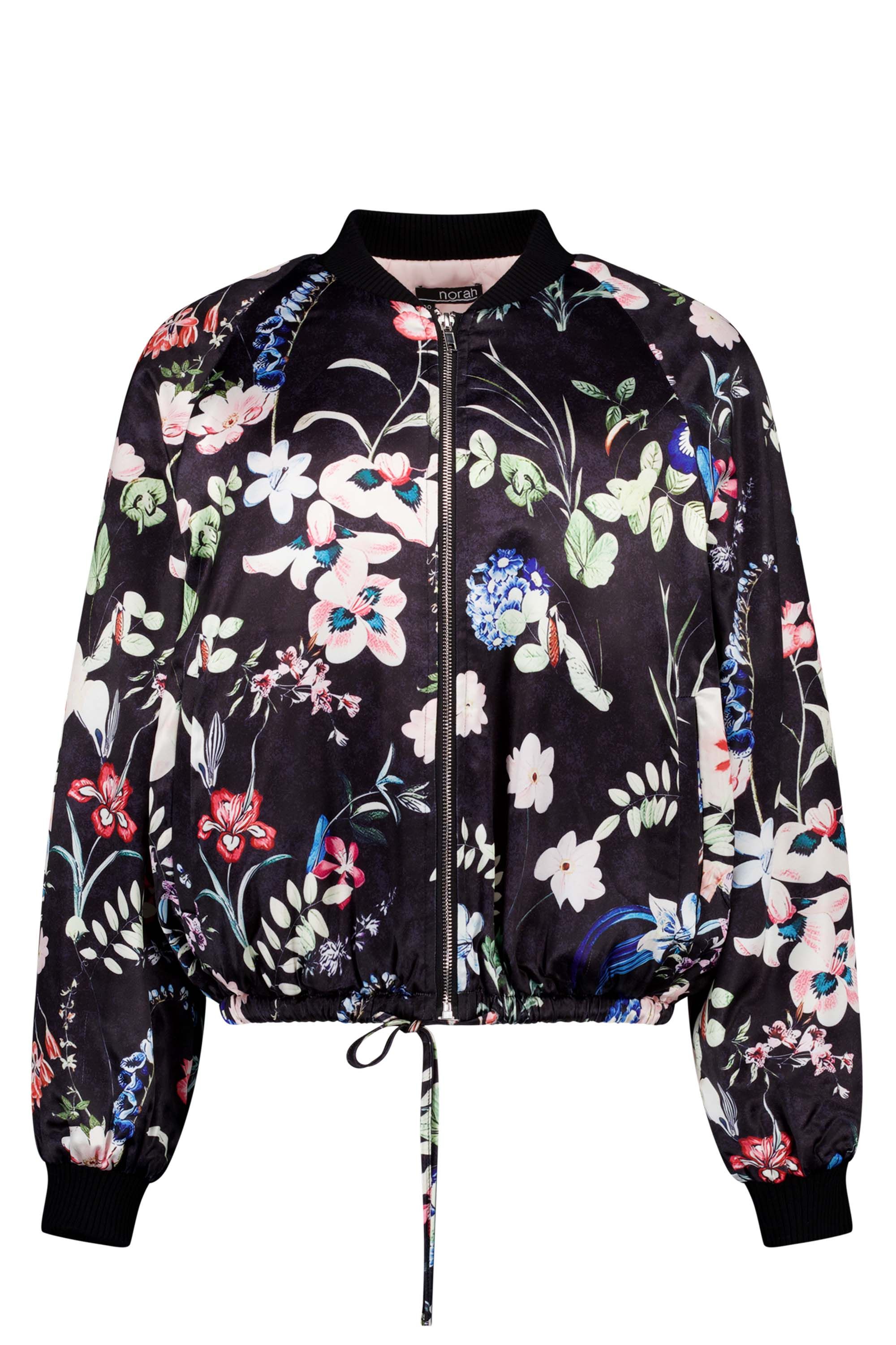 Norah Glanzende bomberjas met bloemen black multicolor 216480-020-42