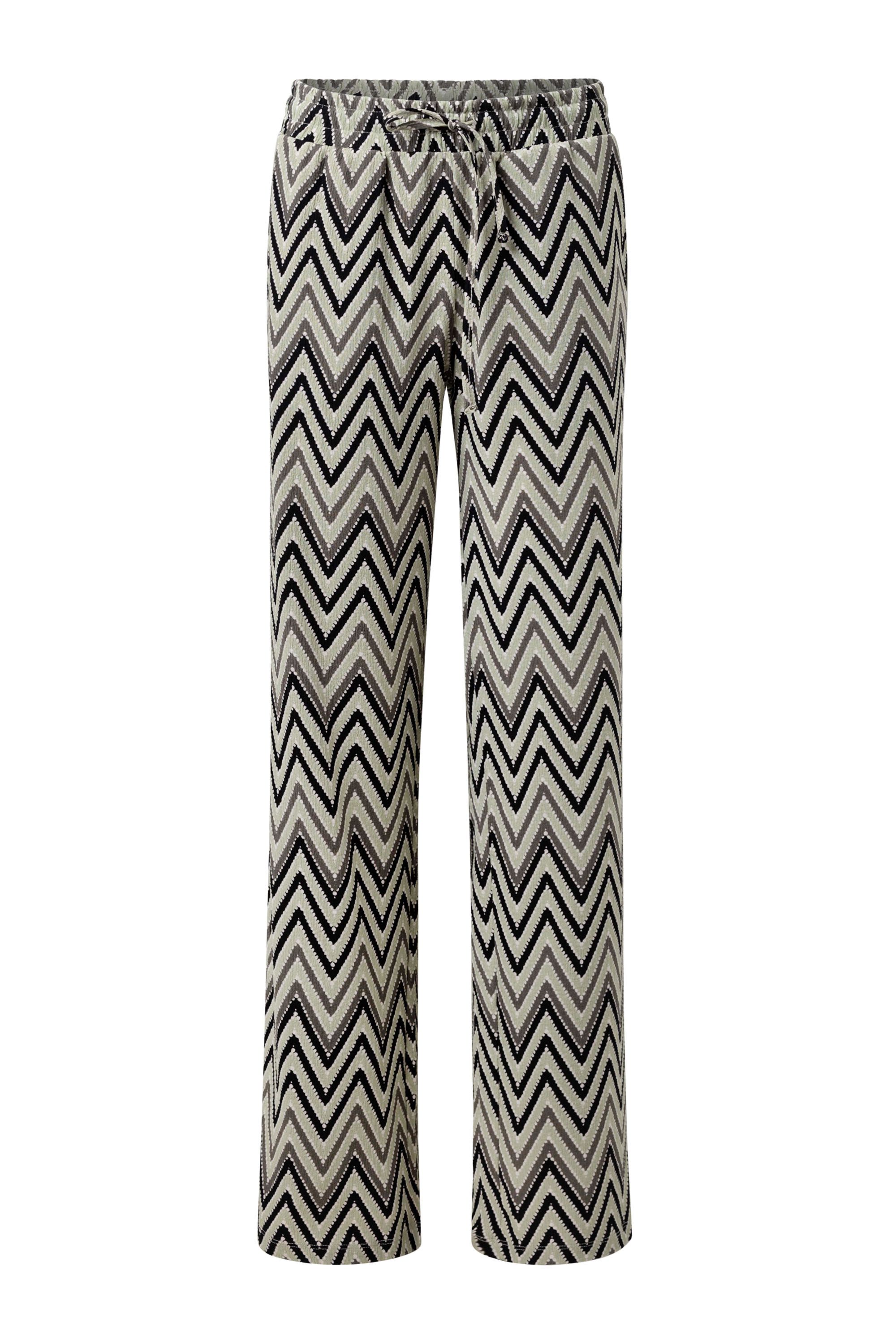 Norah Meerkleurige wijde broek met zigzag patroon green multicolor 216497-520