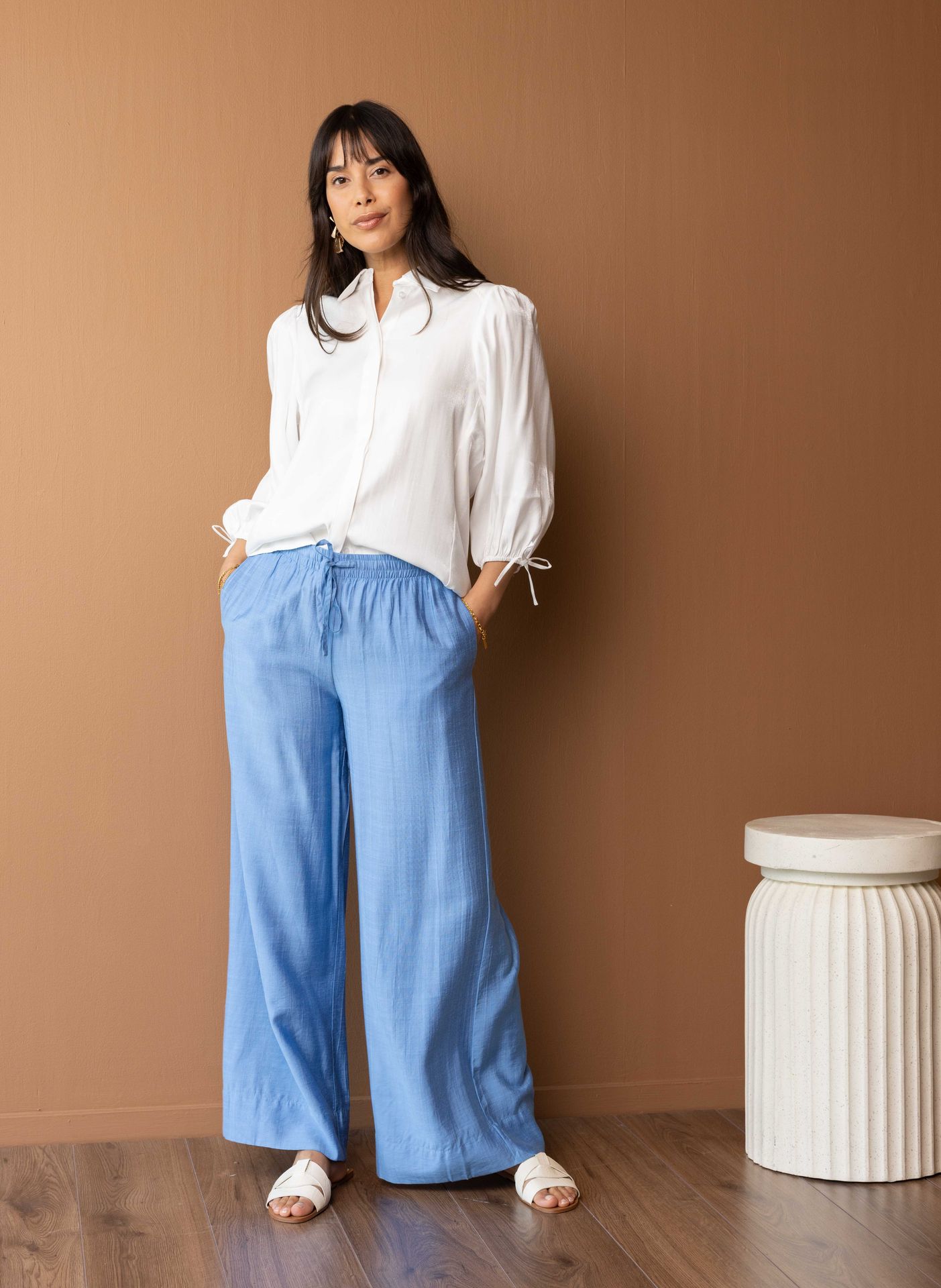 Norah Blauwe wijde broek pastel blue 216520-403-34