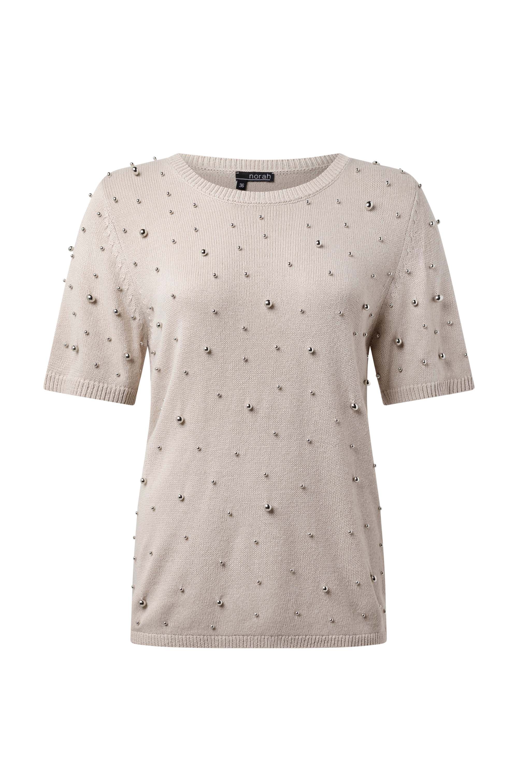 Norah Beige trui met parels sand 216527-110