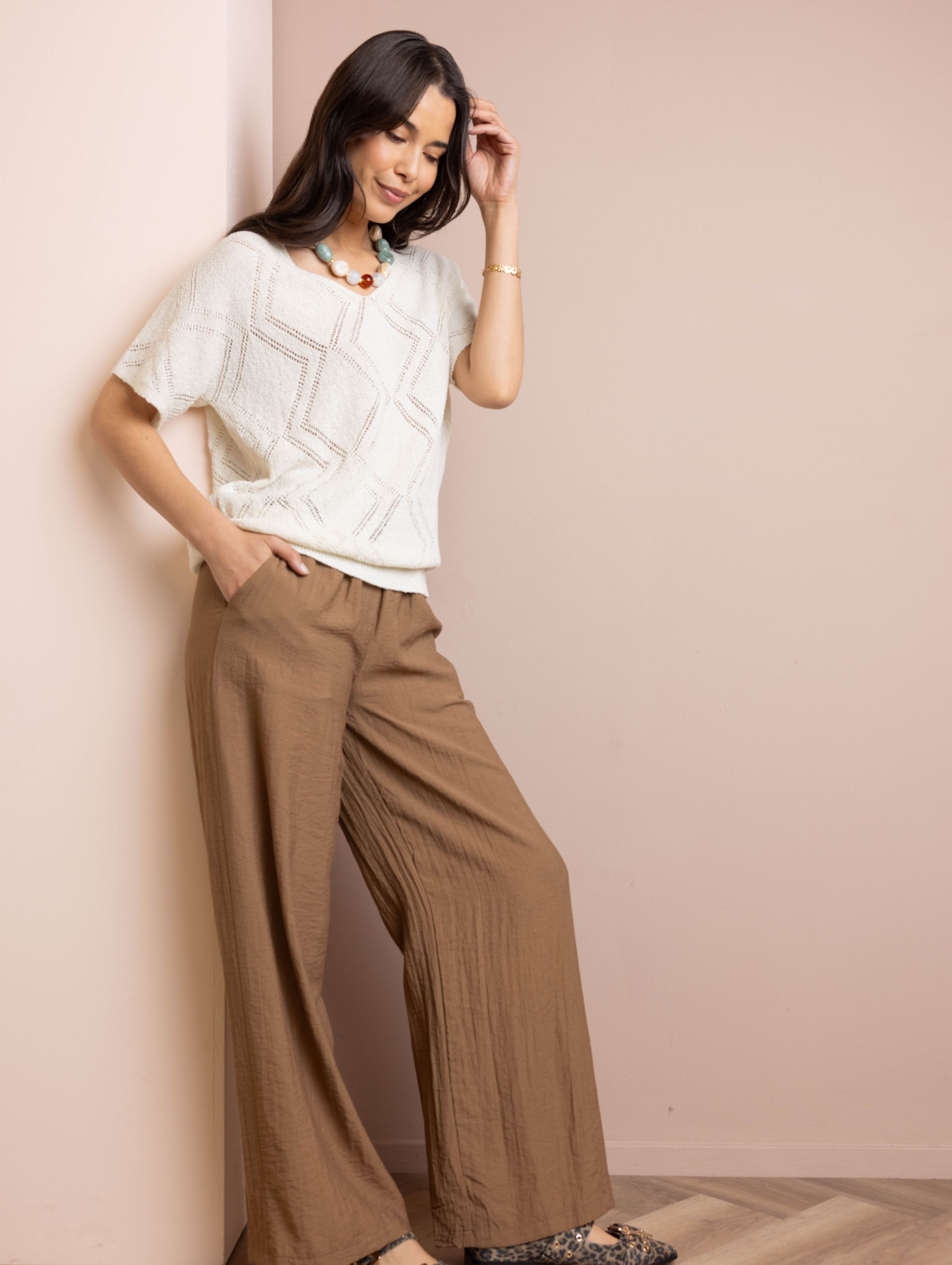 Norah Wide fit broek | Bruin brown 216551-200