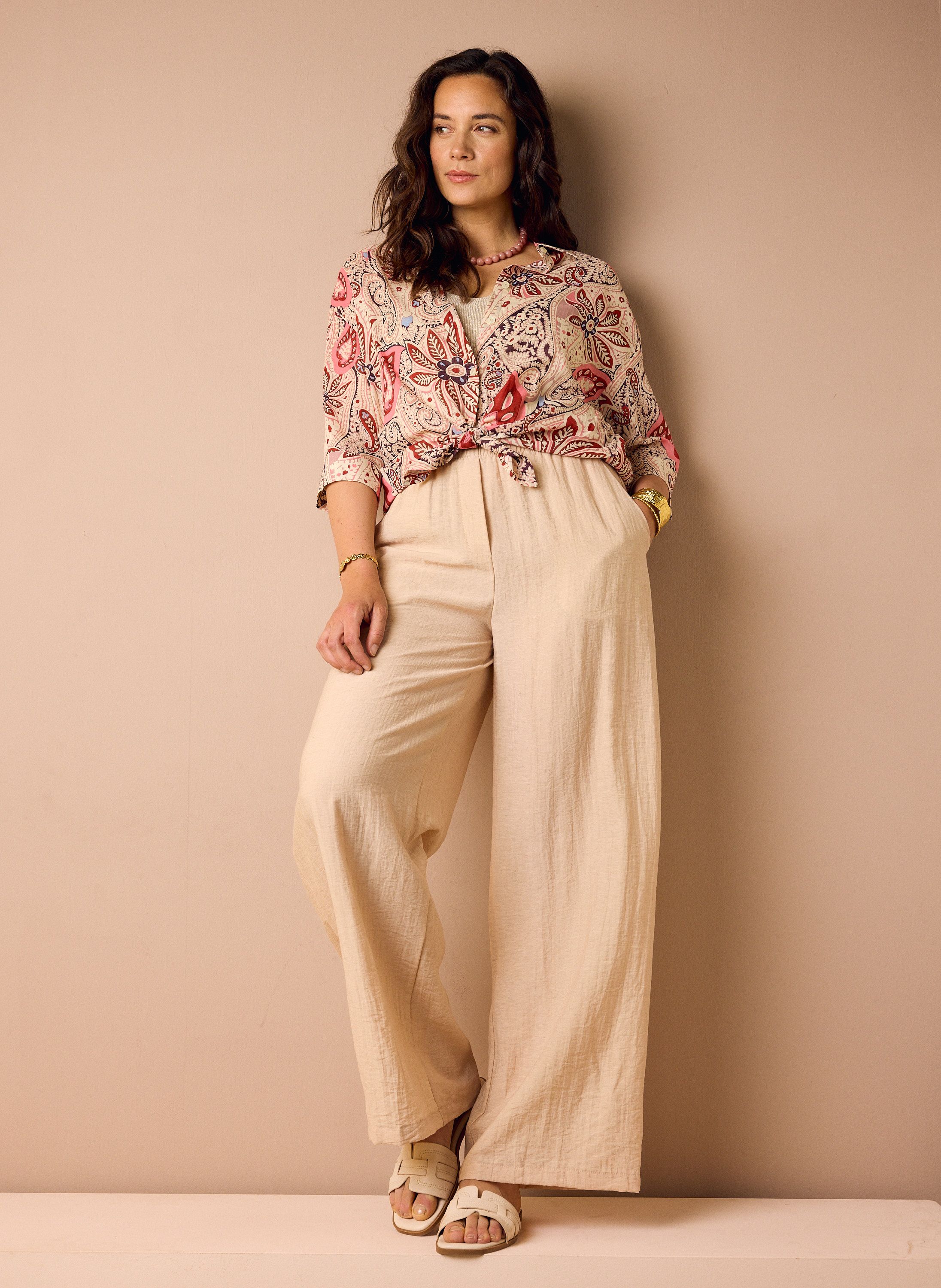 Norah Wide fit broek | Perzikkleurig peach 216551-703